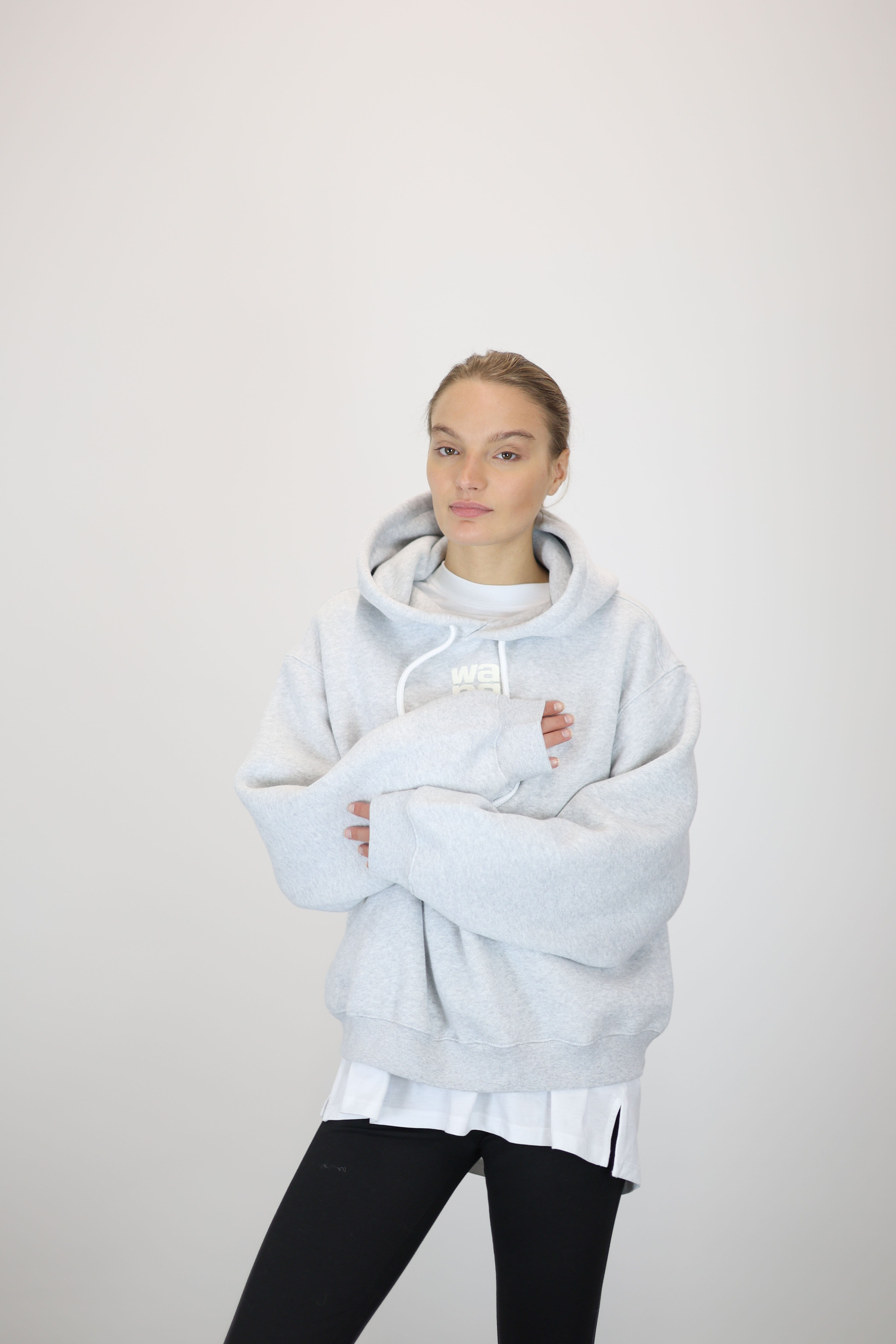 THE ESSENTIAL TERRY HOODIE WITH PAINT LOGO IN GREY SWEATSHIRT ALEXANDER WANG