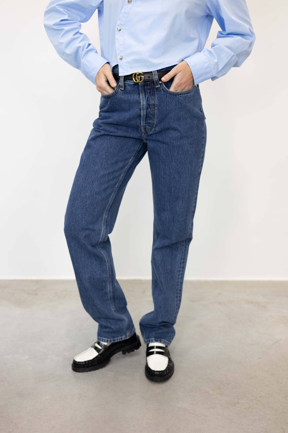 BILLY MID WAIST STRAIGHT LEG JEANS IN STONE BLUE JEANS WON HUNDRED 