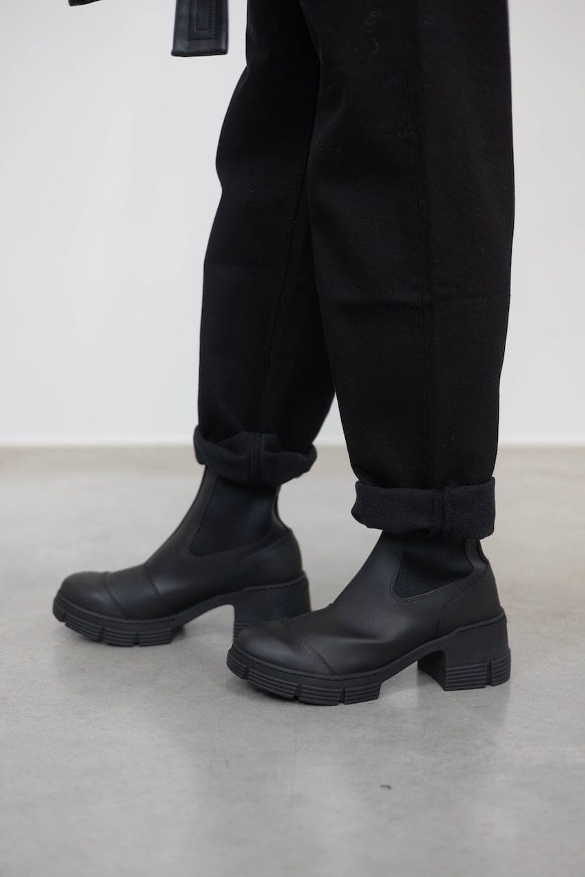 RECYCLED RUBBER HEELED CITY BOOTS SHOES GANNI 