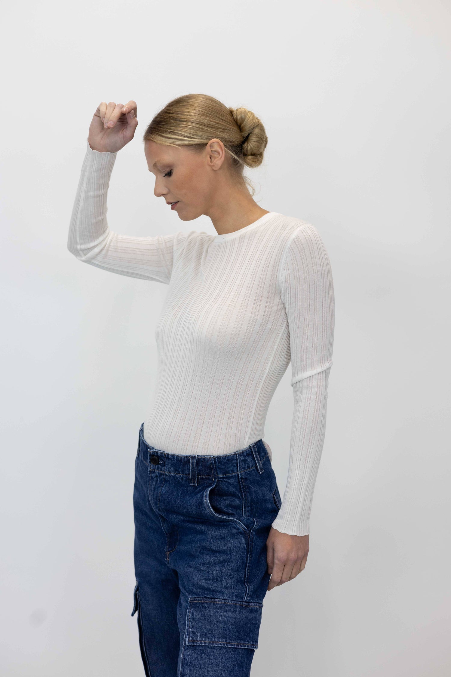 BENTLEE SLIM FIT SWEATER IN IVORY KNIT ONE&OTHER 