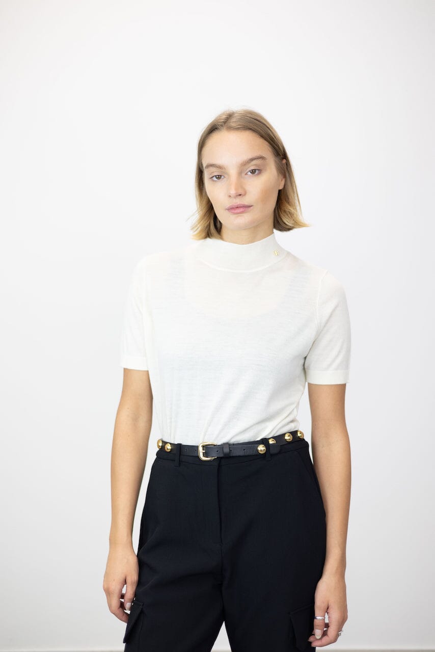 MONIQUE SHORT SLEEVES SWEATER IN IVORY SWEATER ANINE BING 