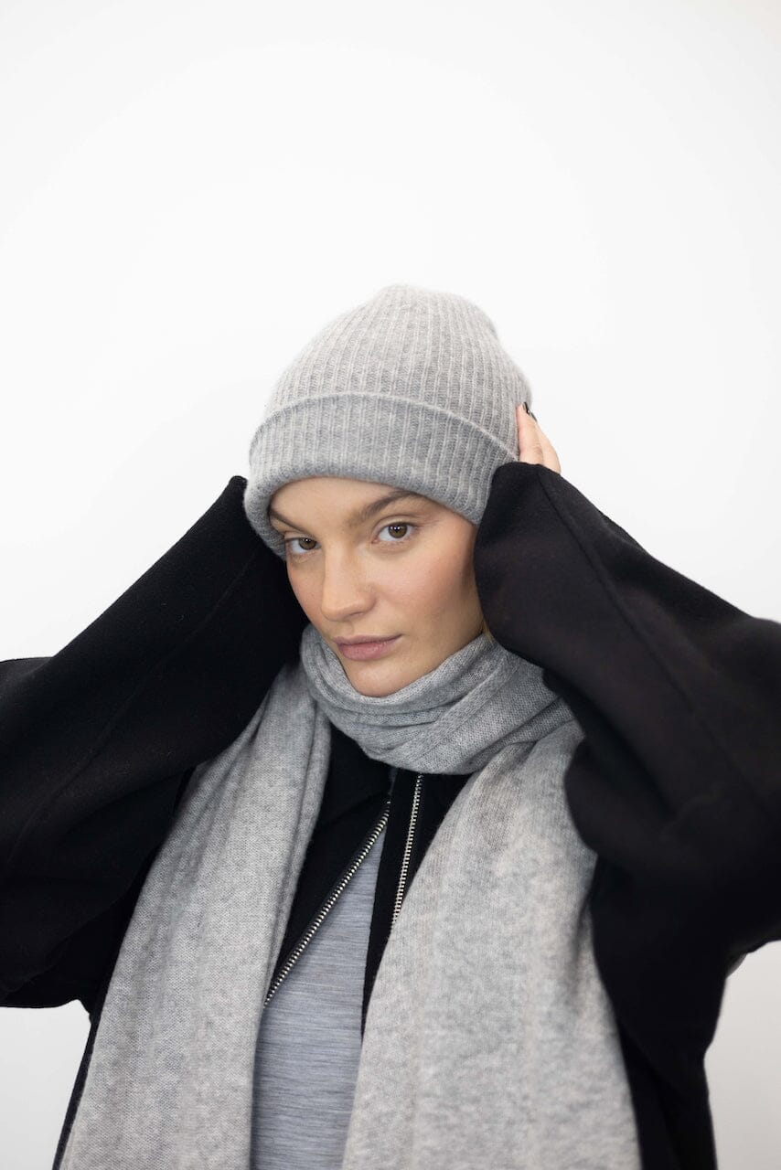 CASHMERE PLUSH RIB BEANIE BEANIE WHITE WARREN