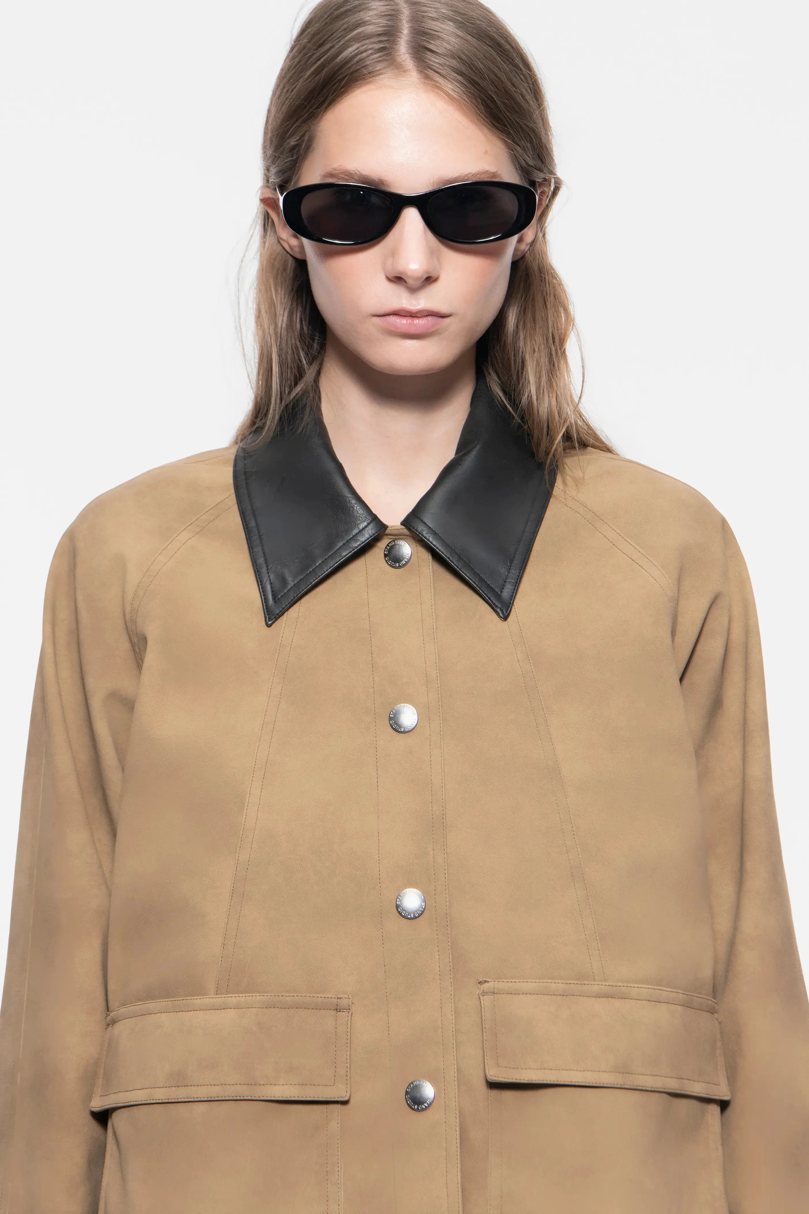WILHELMINA JACKET IN DARK SAND JACKET STAND STUDIO