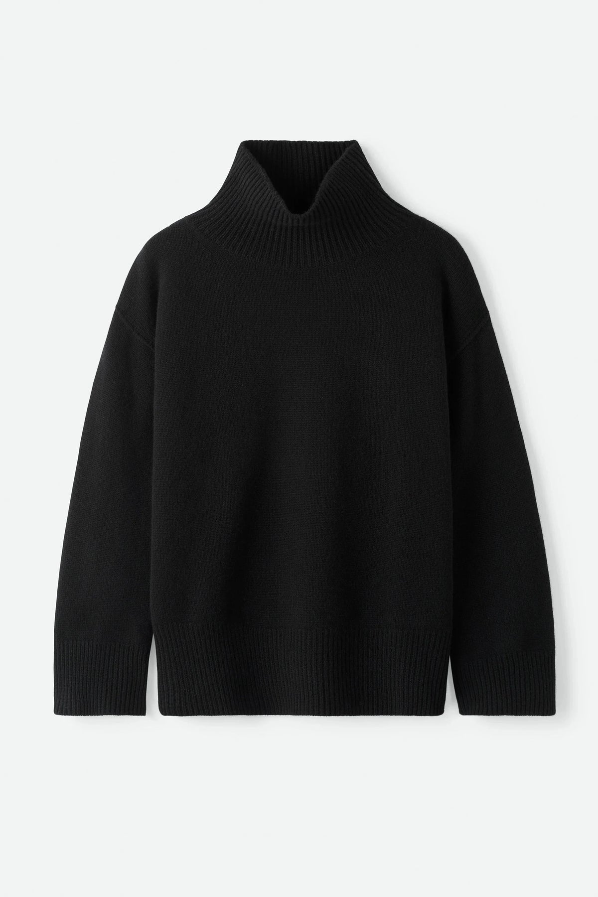 BOYFRIEND TURTLENECK IN BLACK KNIT SOFT GOAT