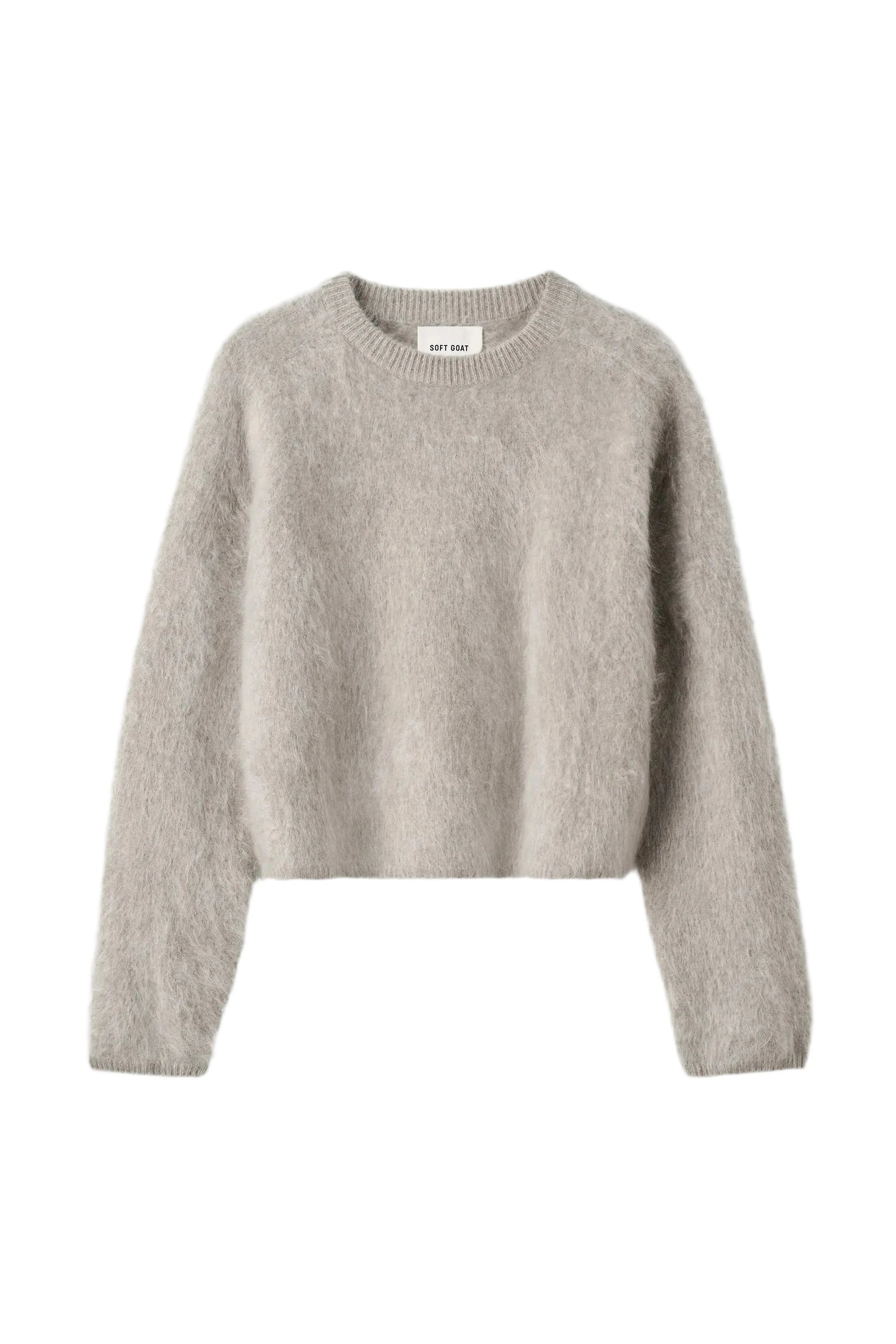 BRUSHED CREWNECK IN GREIGE KNIT SOFT GOAT