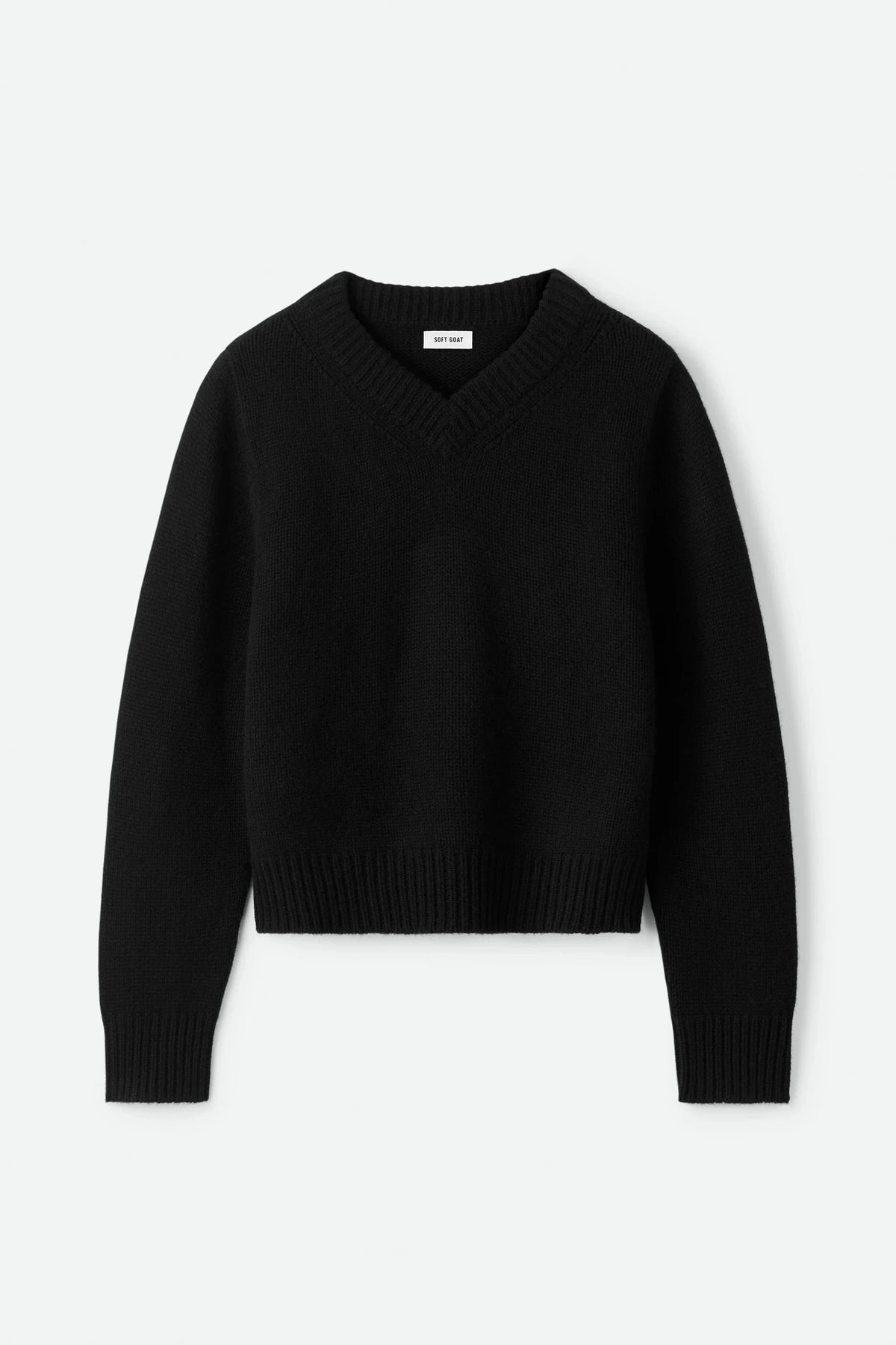 CHUNKY V-NECK KNIT IN BLACK KNIT SOFT GOAT