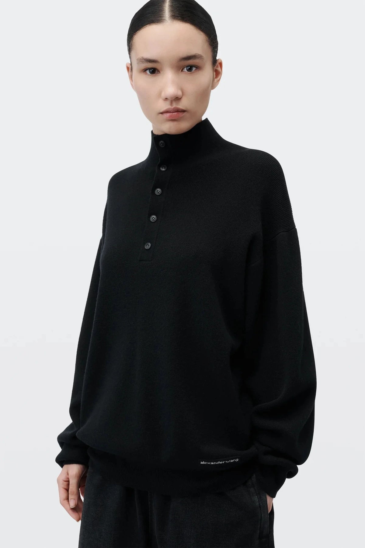 TURTLENECK HENLEY W/ KNIT LOGO KNIT ALEXANDER WANG