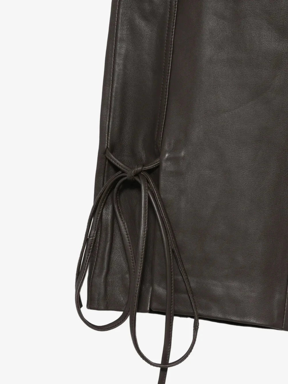 BELLA STRING LEATHER PANTS IN DARK BROWN PANTS WON HUNDRED