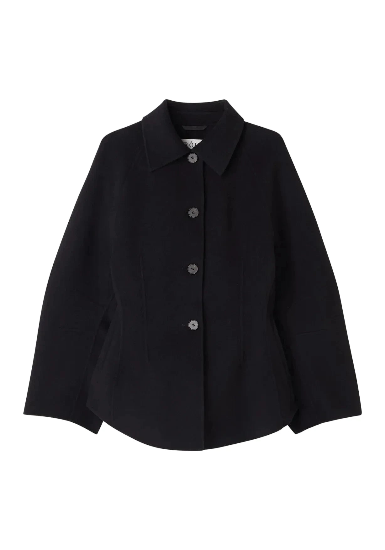 FACED SCULPTURAL JACKET IN BLACK JACKET ROHE