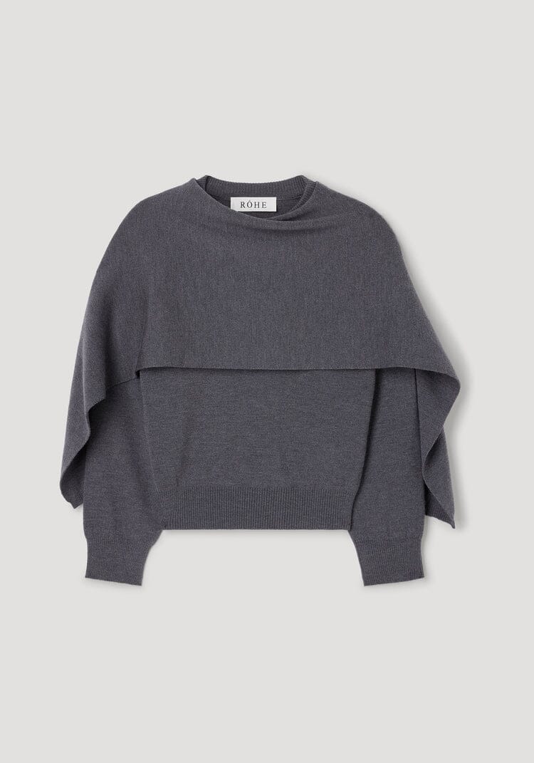 CAPE JUMPER IN DARK GREY KNIT ROHE
