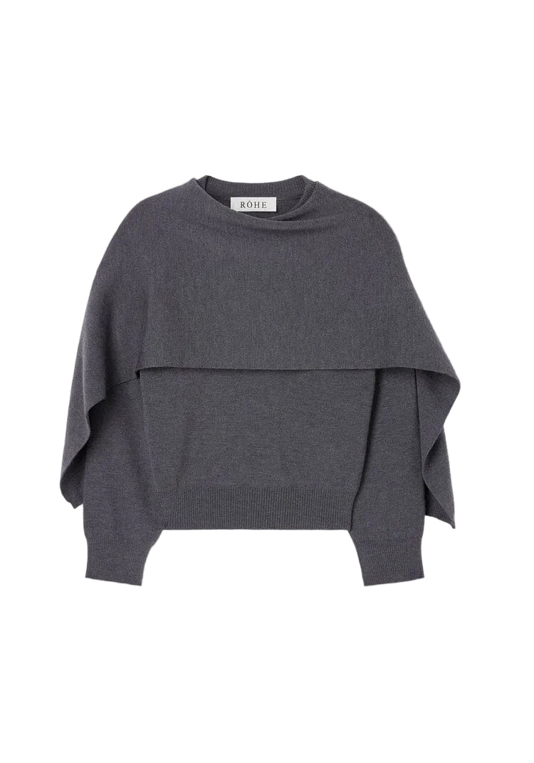 CAPE JUMPER IN DARK GREY KNIT ROHE