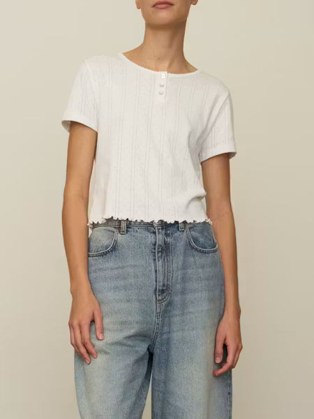 POINTELLE TEE OFF WHITE T-SHIRT ROHE
