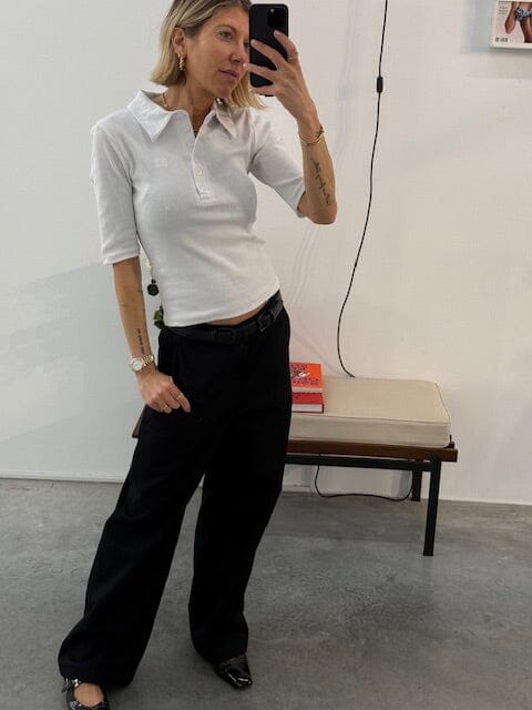 DREW POLO TOP IN BRIGHT WHITE POLO GESTUZ