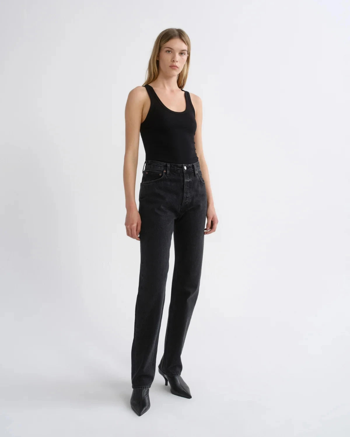 90'S PINCH WAIST LONG IN VANTA JEANS AGOLDE