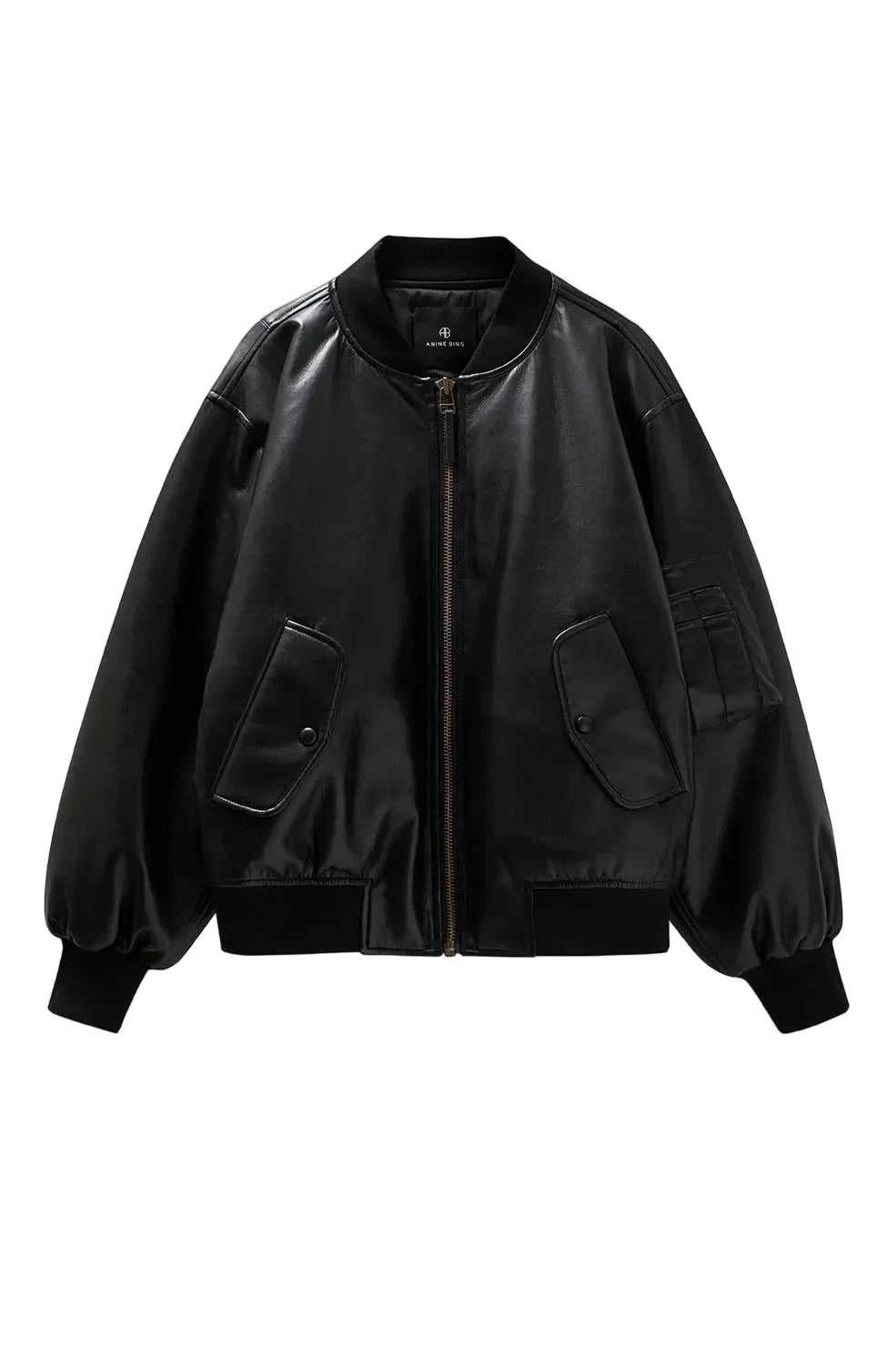 LEON LEATHER BOMBER IN BLACK JACKET ANINE BING