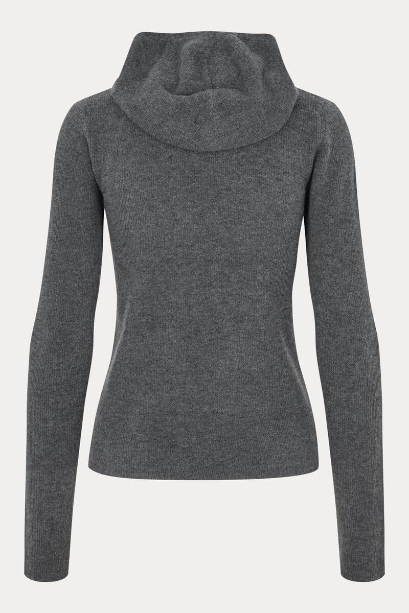 ALANIS HOOD KNIT IN DARK GREY KNIT OVAL SQUARE