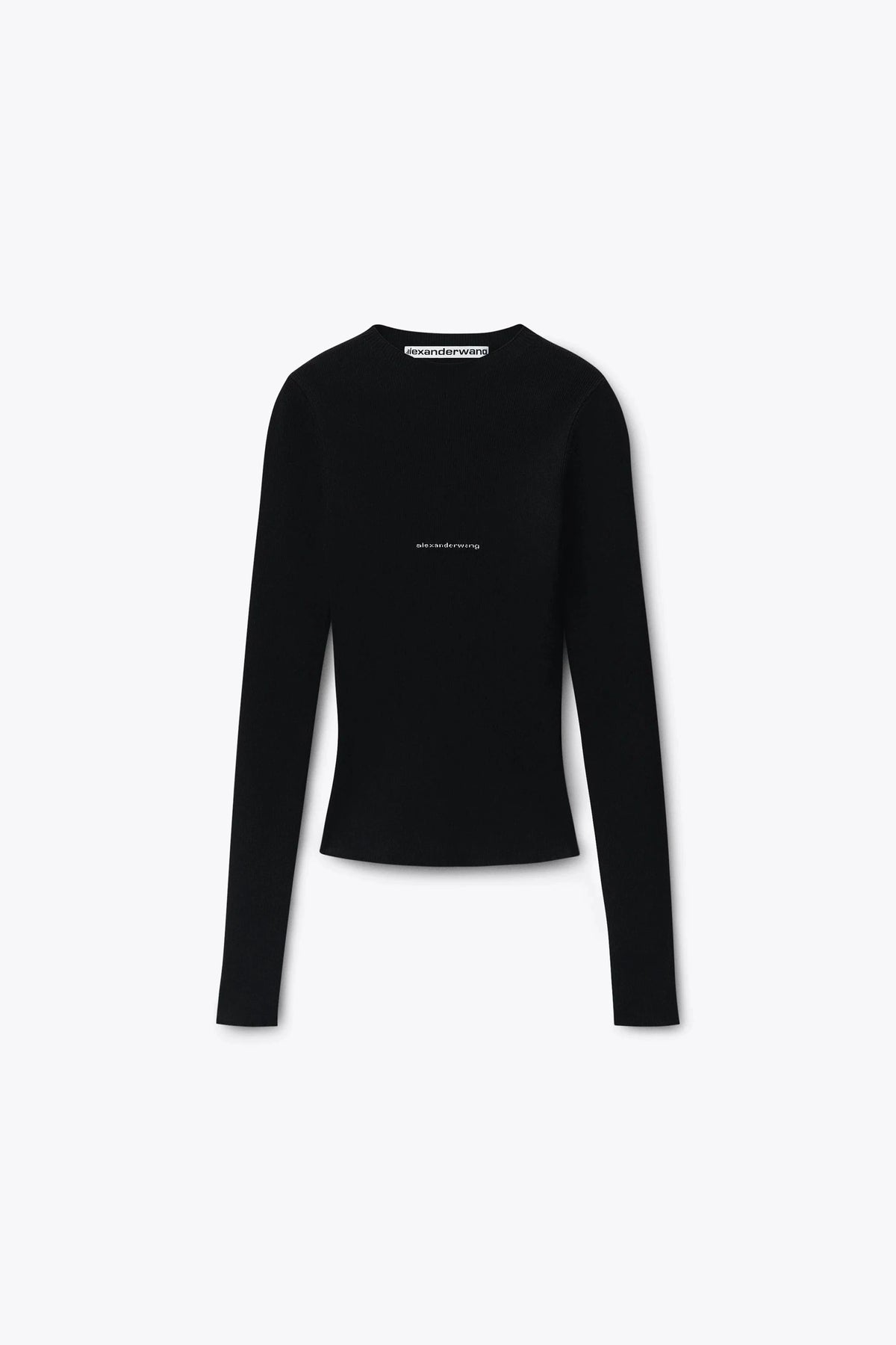 LS CREWNECK TOP W/ JACQUARD LOGO IN BLACK TOP ALEXANDER WANG