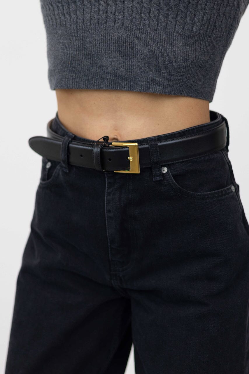 STRIX LEATHER BELT WITH GOLD BUCKLE BELTS IRO 