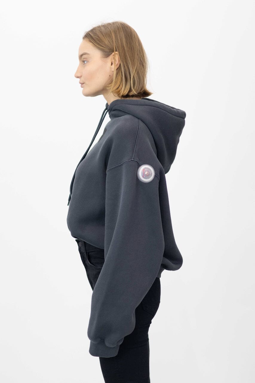 THE ESSENTIAL TERRY HOODIE WITH LOGO IN SOFT OBSIDIAN HOODIE ALEXANDER WANG