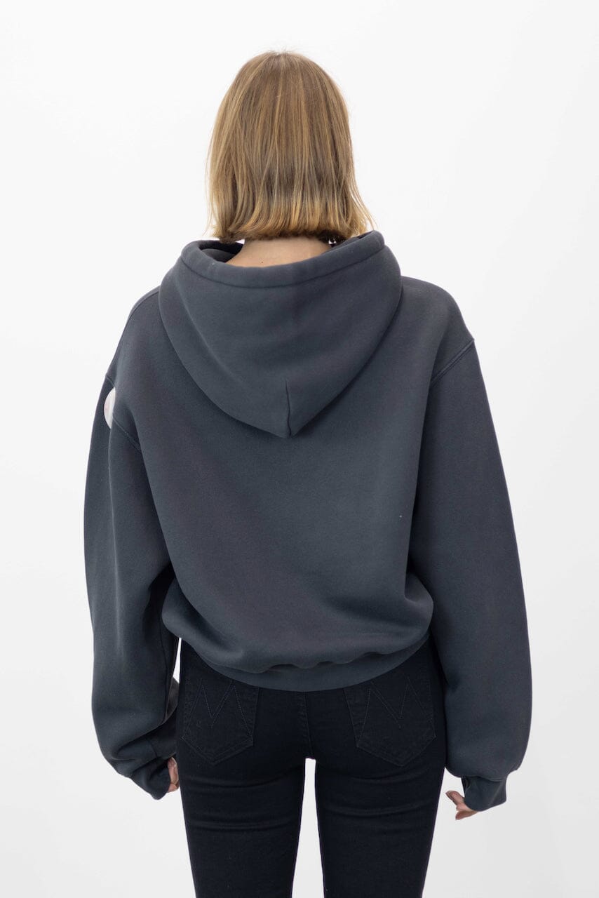 THE ESSENTIAL TERRY HOODIE WITH LOGO IN SOFT OBSIDIAN HOODIE ALEXANDER WANG