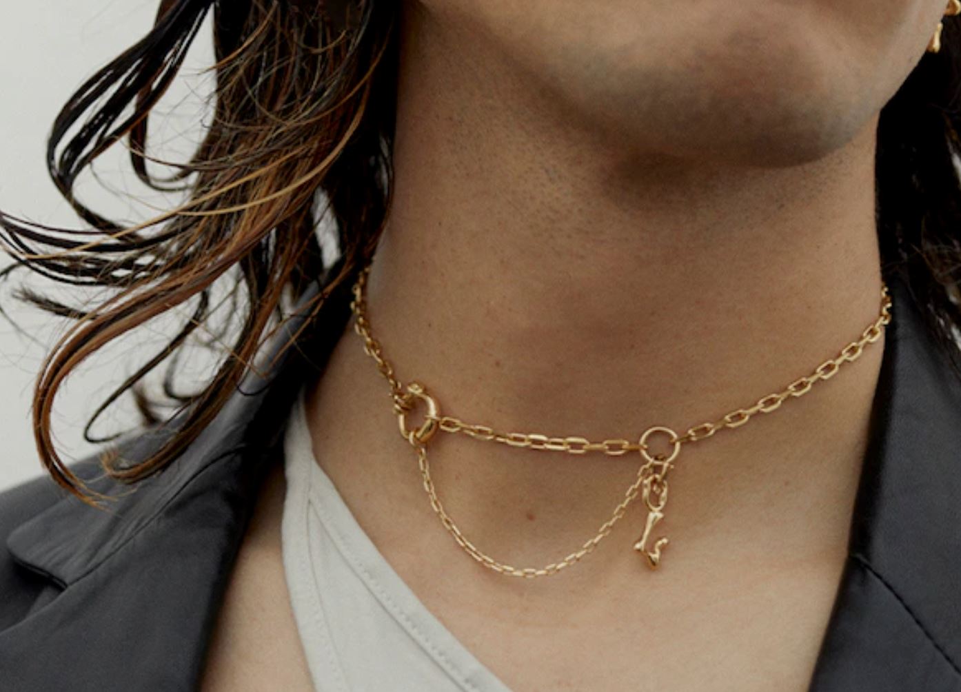 JORDAN GOLD PLATED NECKLACE 48 CM JEWELRY MARIA BLACK