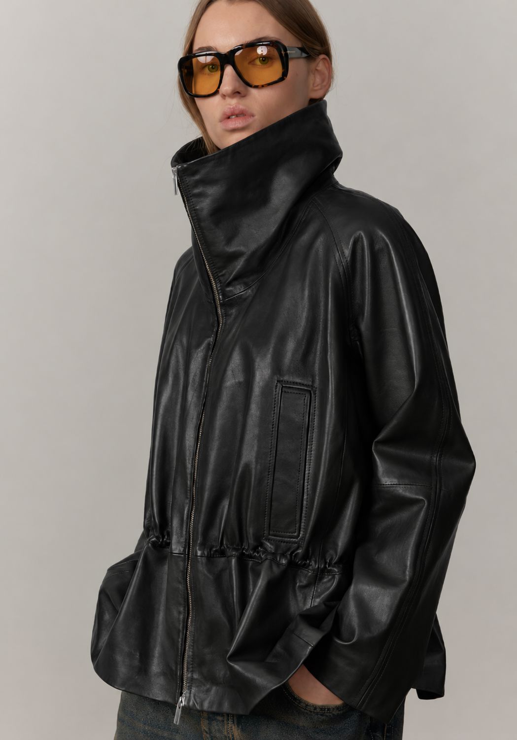 OSCAR LEATHER JACKET IN BLACK JACKET HERSKIND
