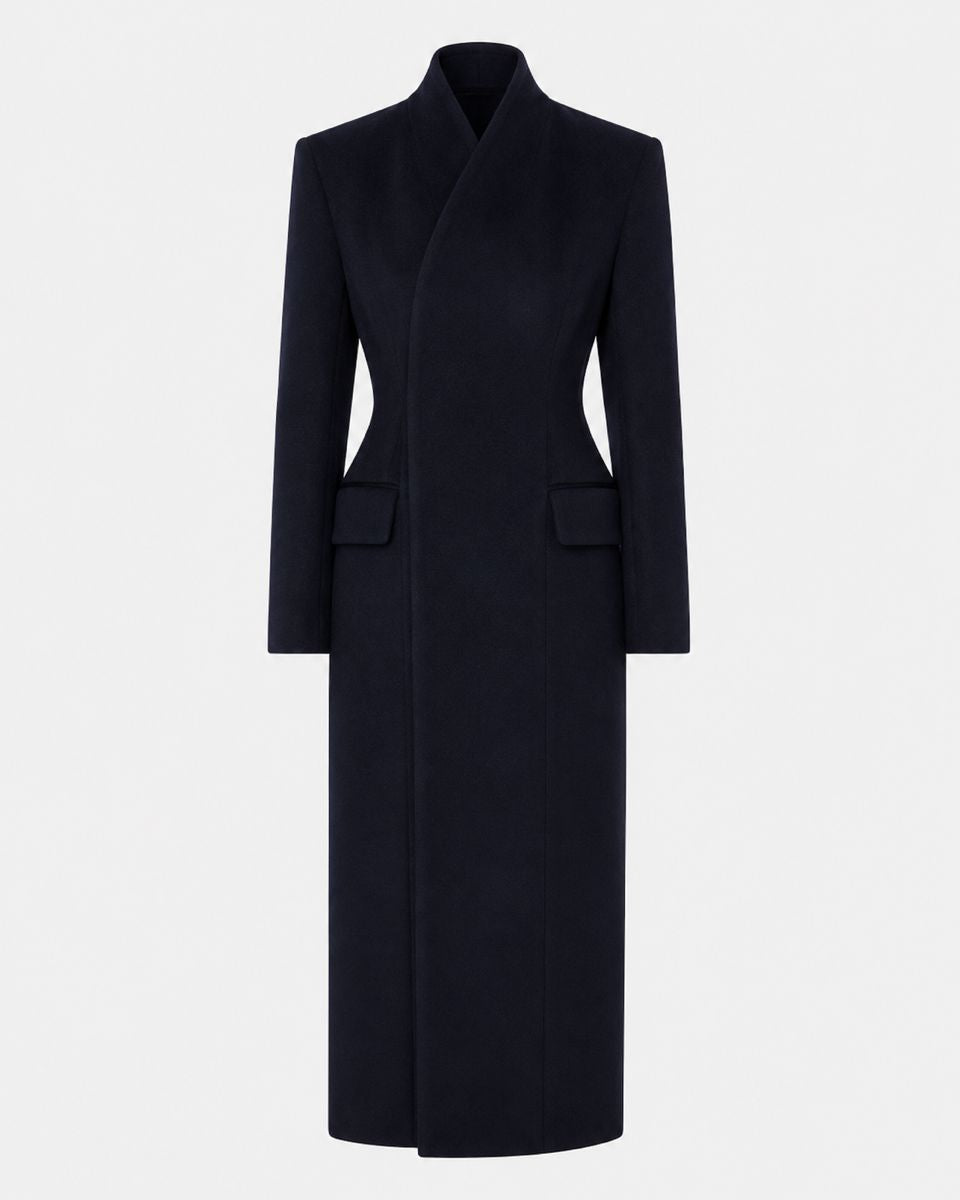 SCULPTED COAT IN BLACK COAT LA PISCINE