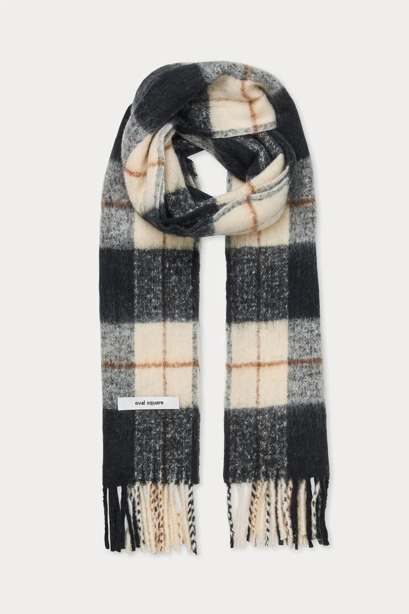 CHECK SCARF IN BLACK OFF WHITE ACCESSORIES OVAL SQUARE
