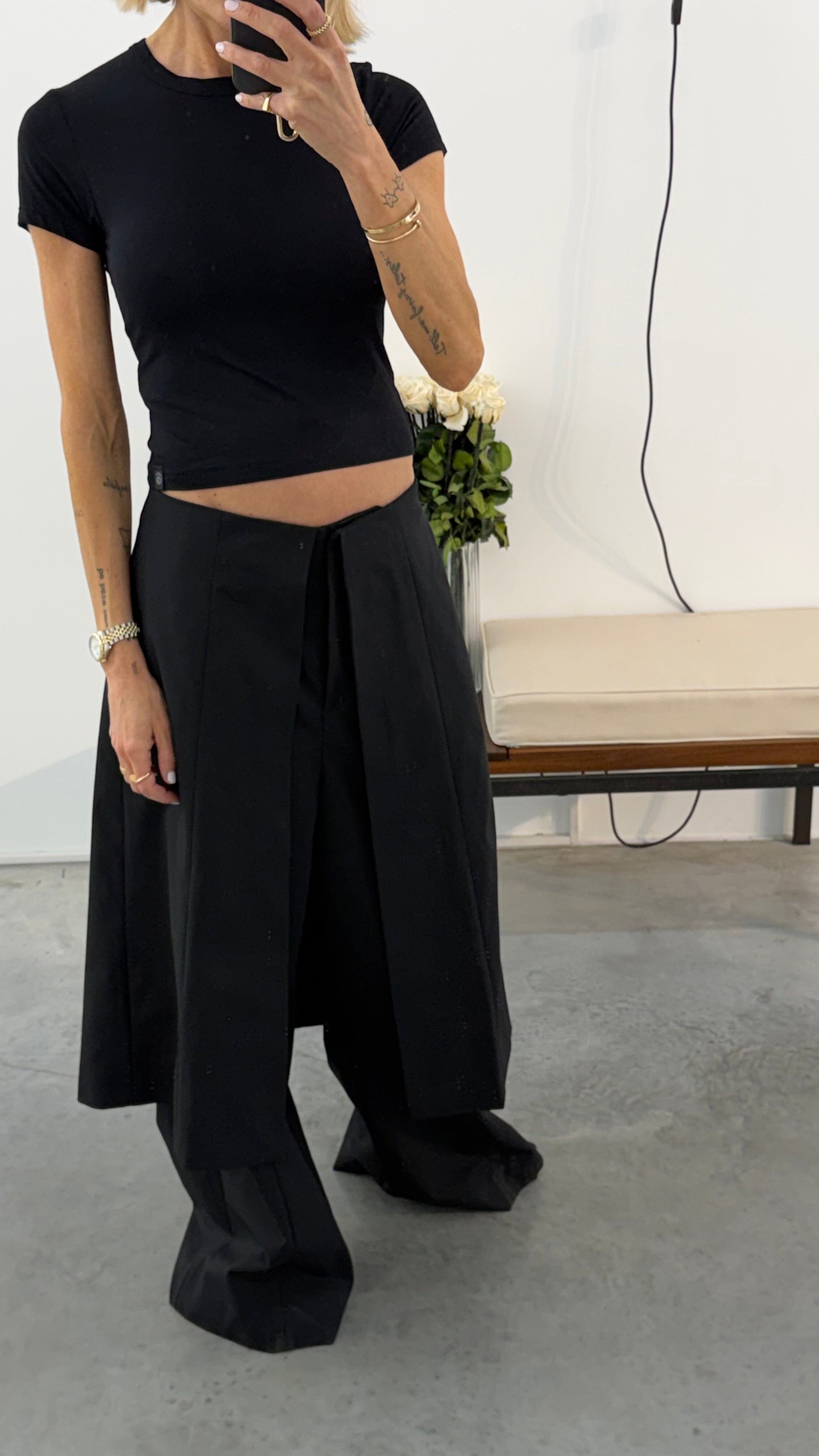 ELISABETTA MISTO LANA PANTS IN BLACK PANTS THE LATEST