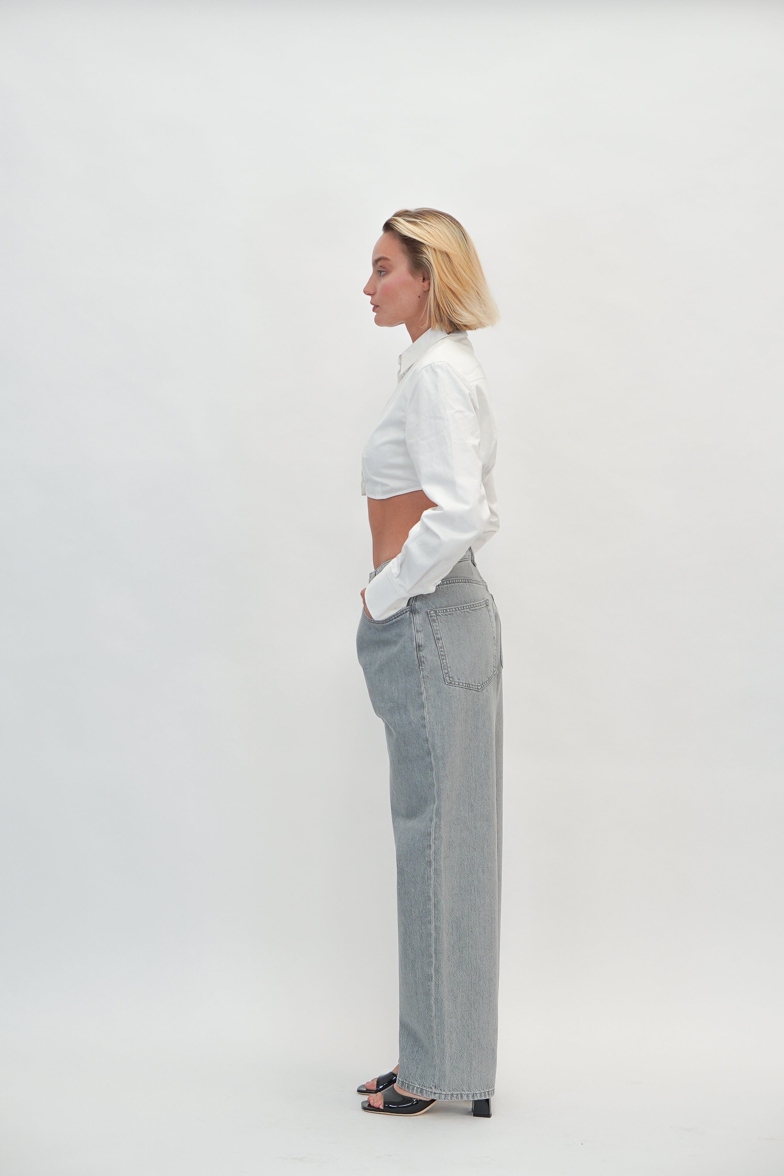 BAGGY FIT DENIM IN WASHED GREY JEANS ROHE