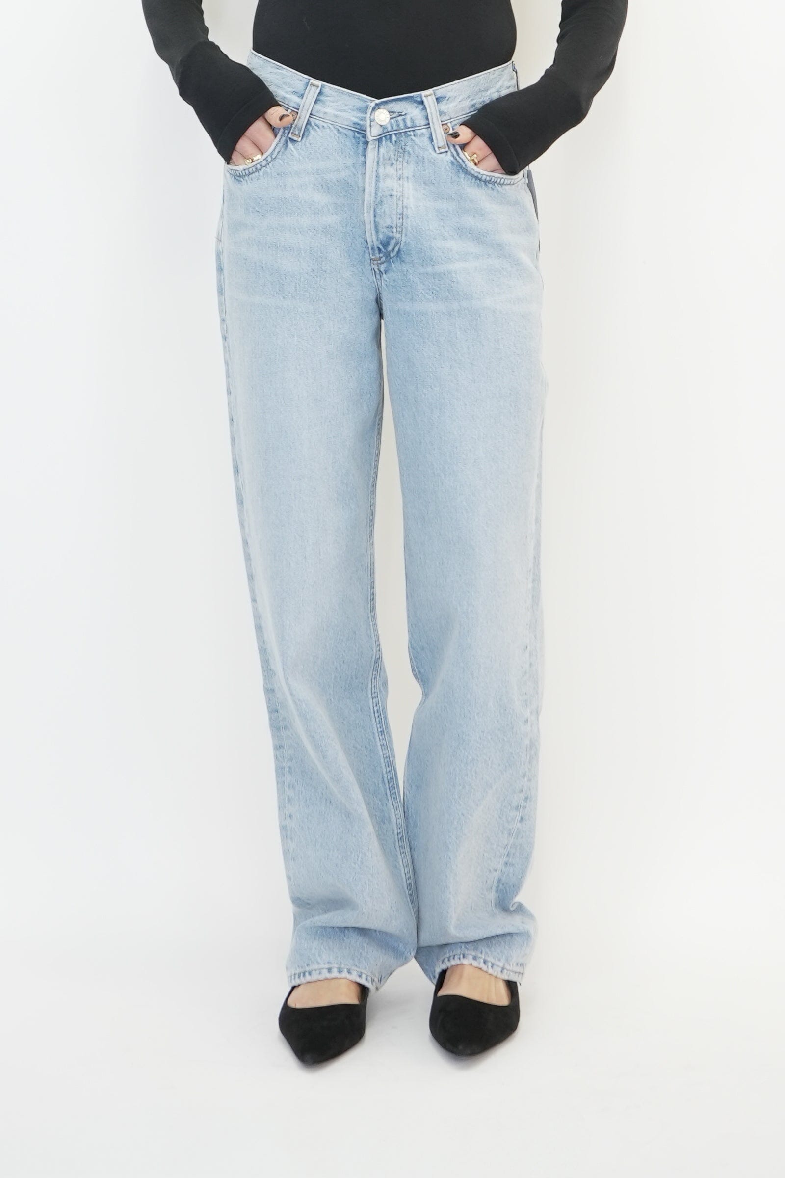 V WAIST BAGGY JEANS IN PREVAIL JEANS AGOLDE