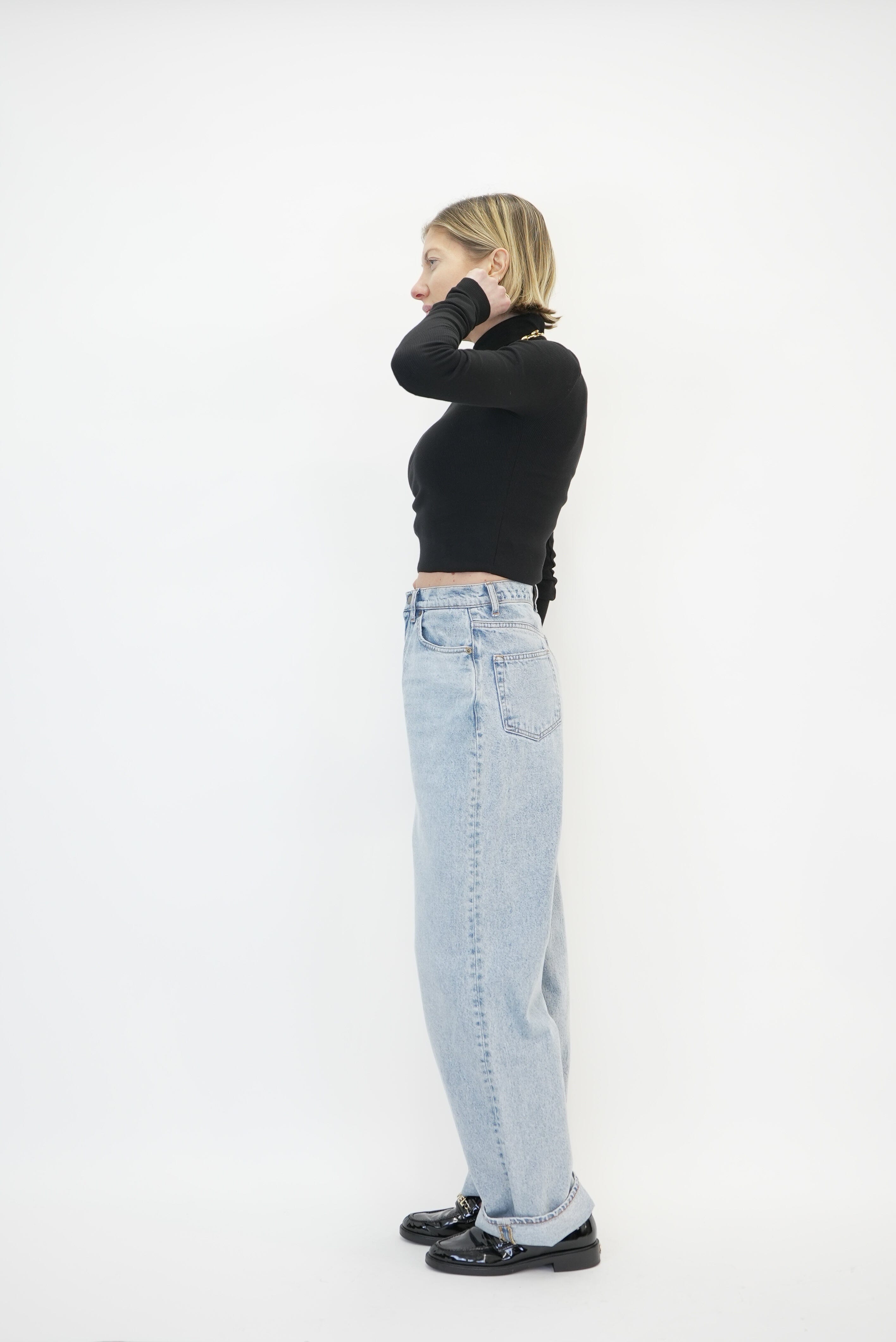 CROPPED TURTLENECK IN BLACK TOP ETERNE