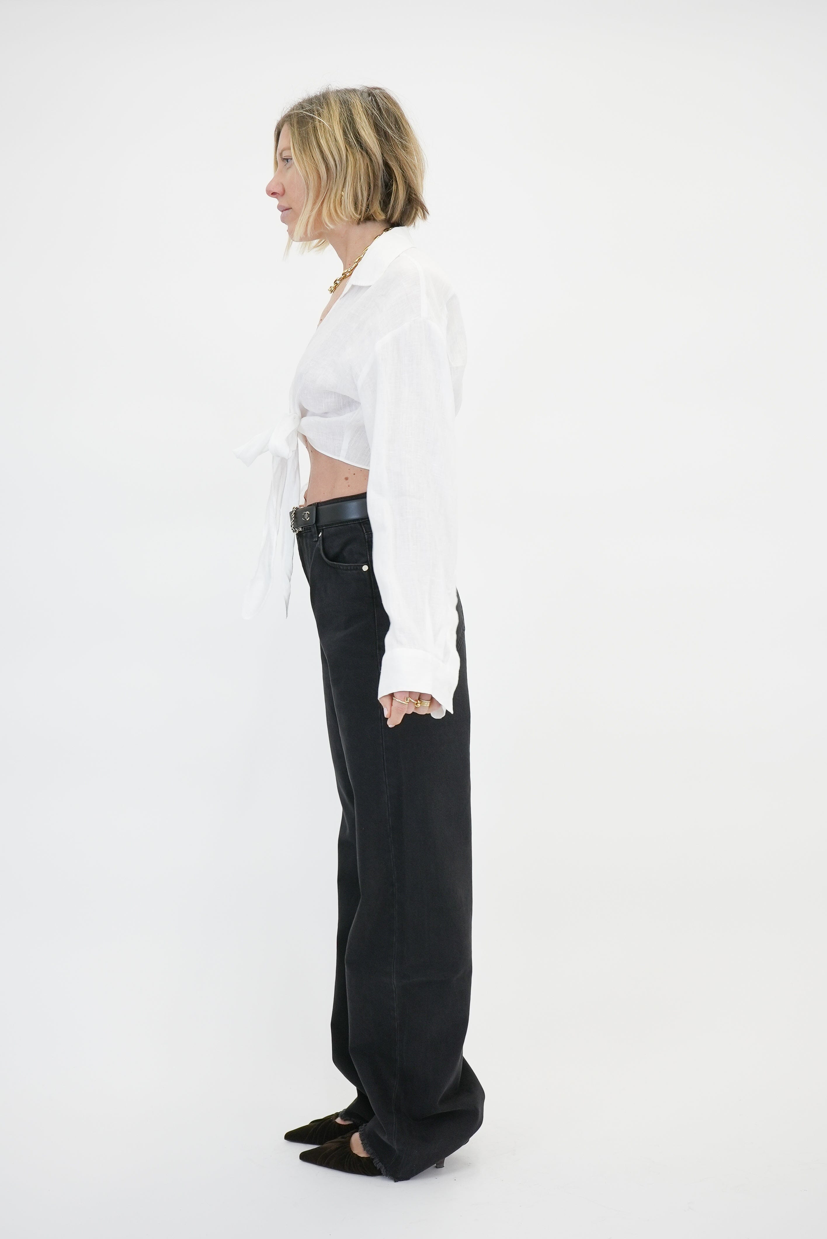 SOVO WRAP LINEN SHIRT SHIRT KURE