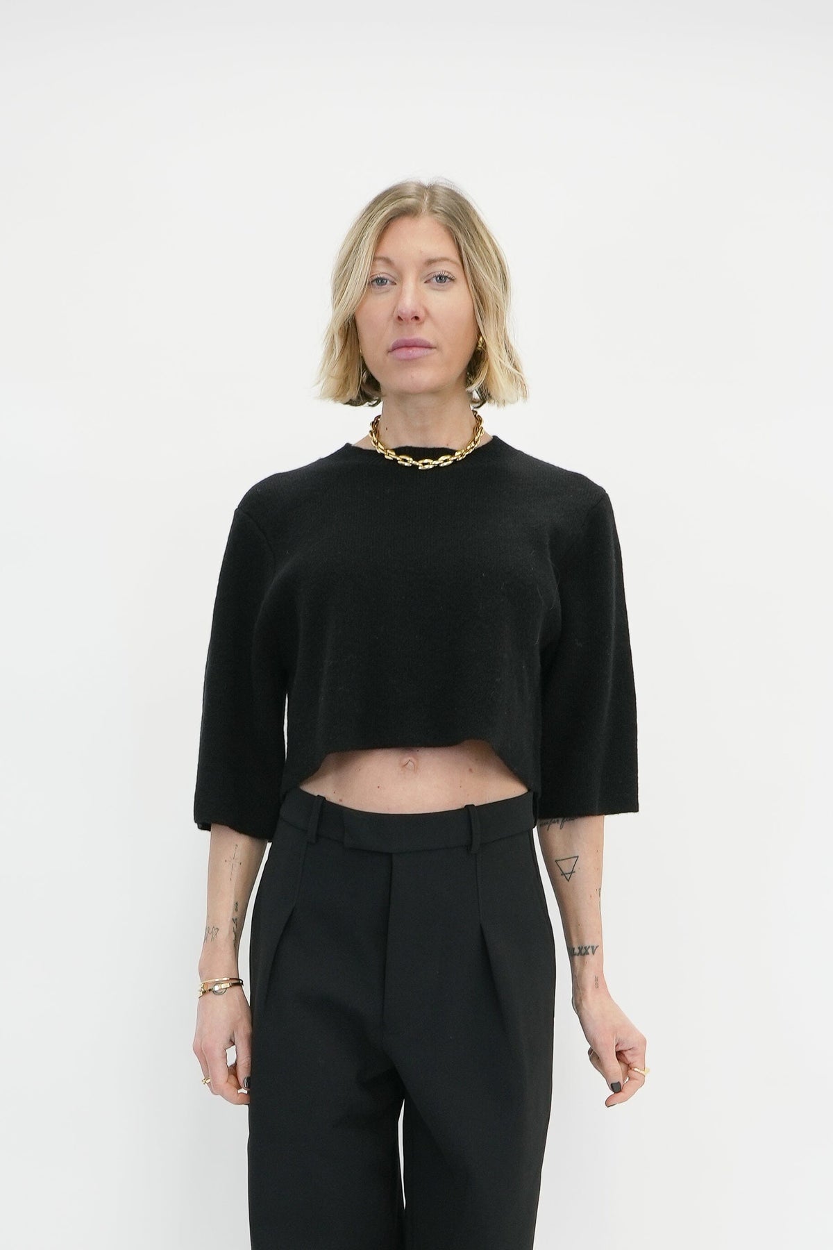 KAMILLE CROPPED HEAVY KNIT TEE KURE