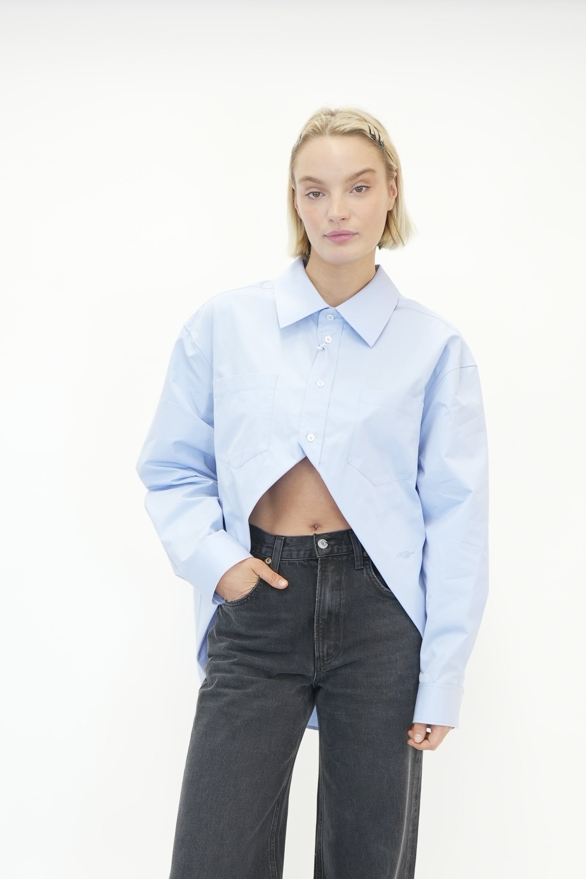 PULL BACK SHIRT IN OXFORD BLUE SHIRT ALEXANDER WANG