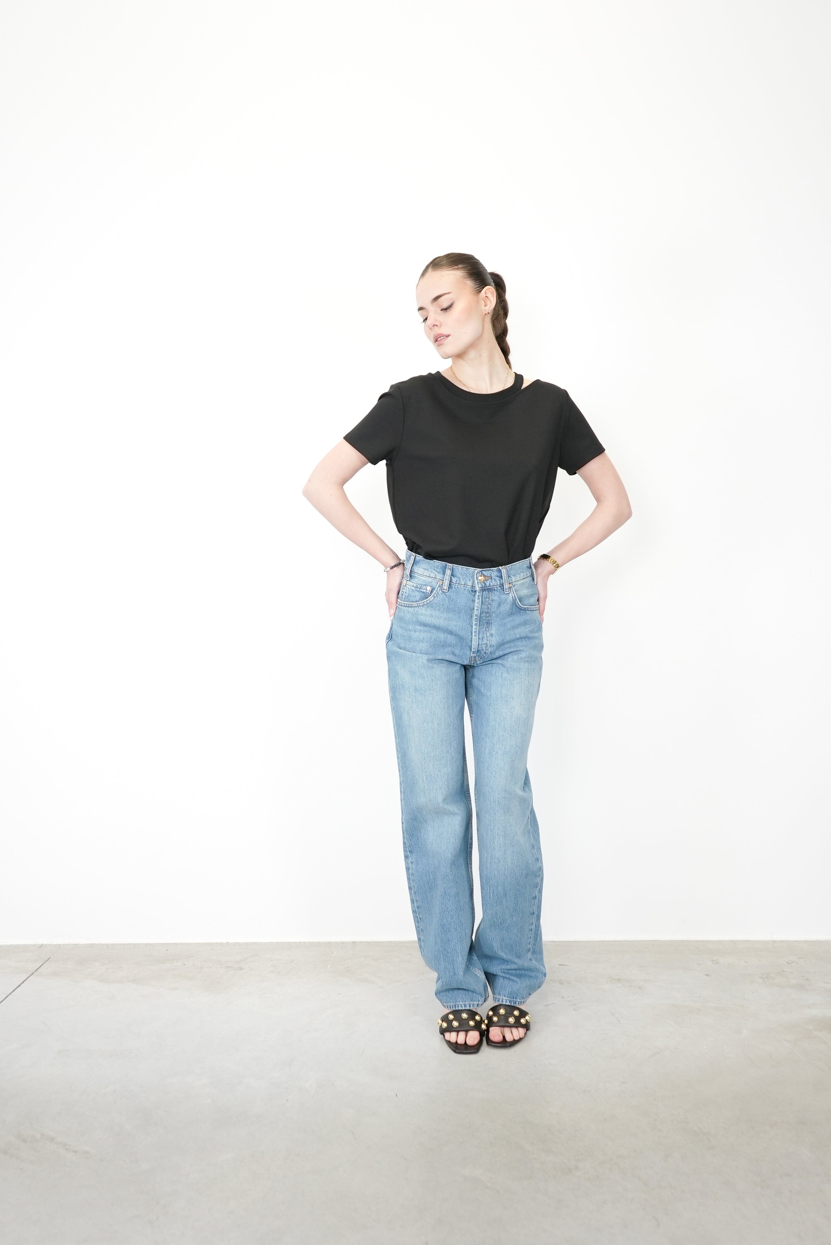 GAVIN BOYFRIEND JEANS IN WASHED BLUE JEANS ANINE BING