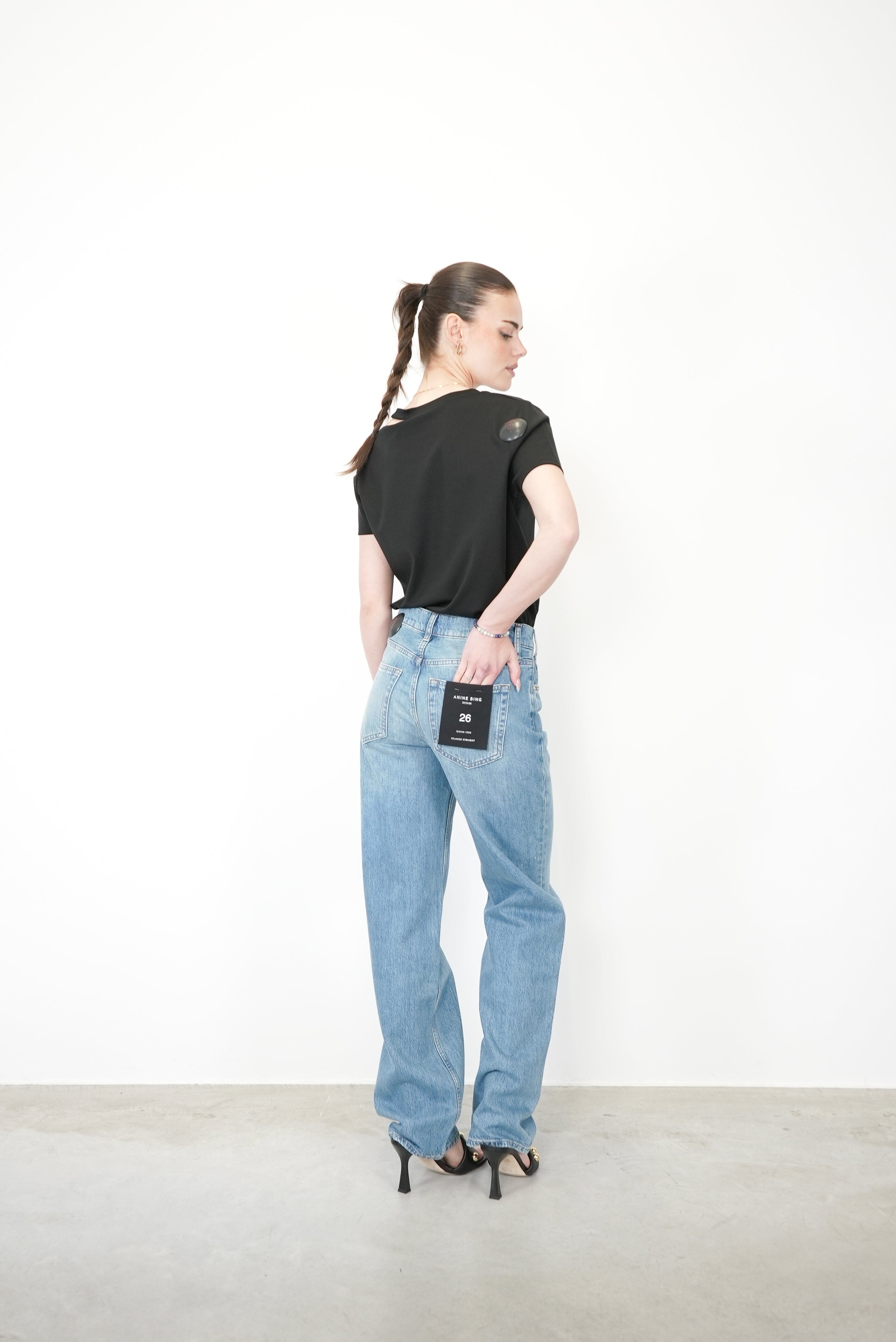 GAVIN BOYFRIEND JEANS IN WASHED BLUE JEANS ANINE BING