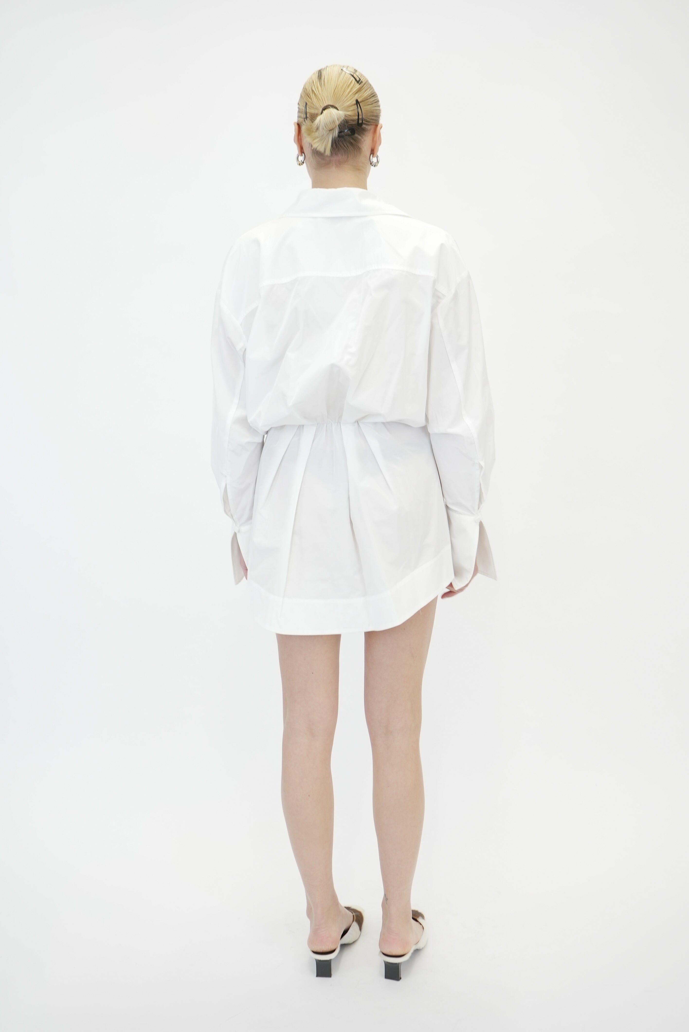 WHITE LOTUS MINI SHIRT MINI DRESS IN WHITE DRESS THE ANDAMANE