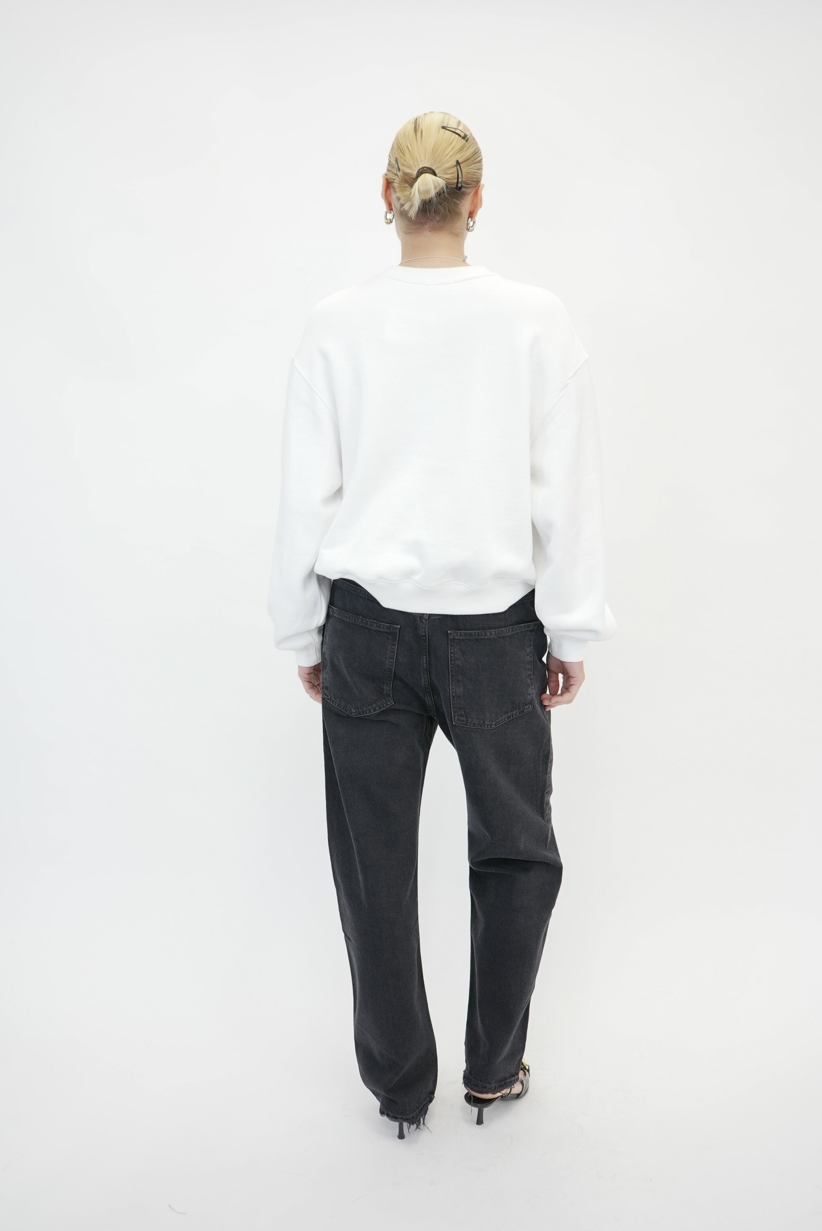 ESSENTIAL TERRY CREW SWEATSHIRT W/ PUFF PAINT LOGO IN WHITE SWEATSHIRT ALEXANDER WANG