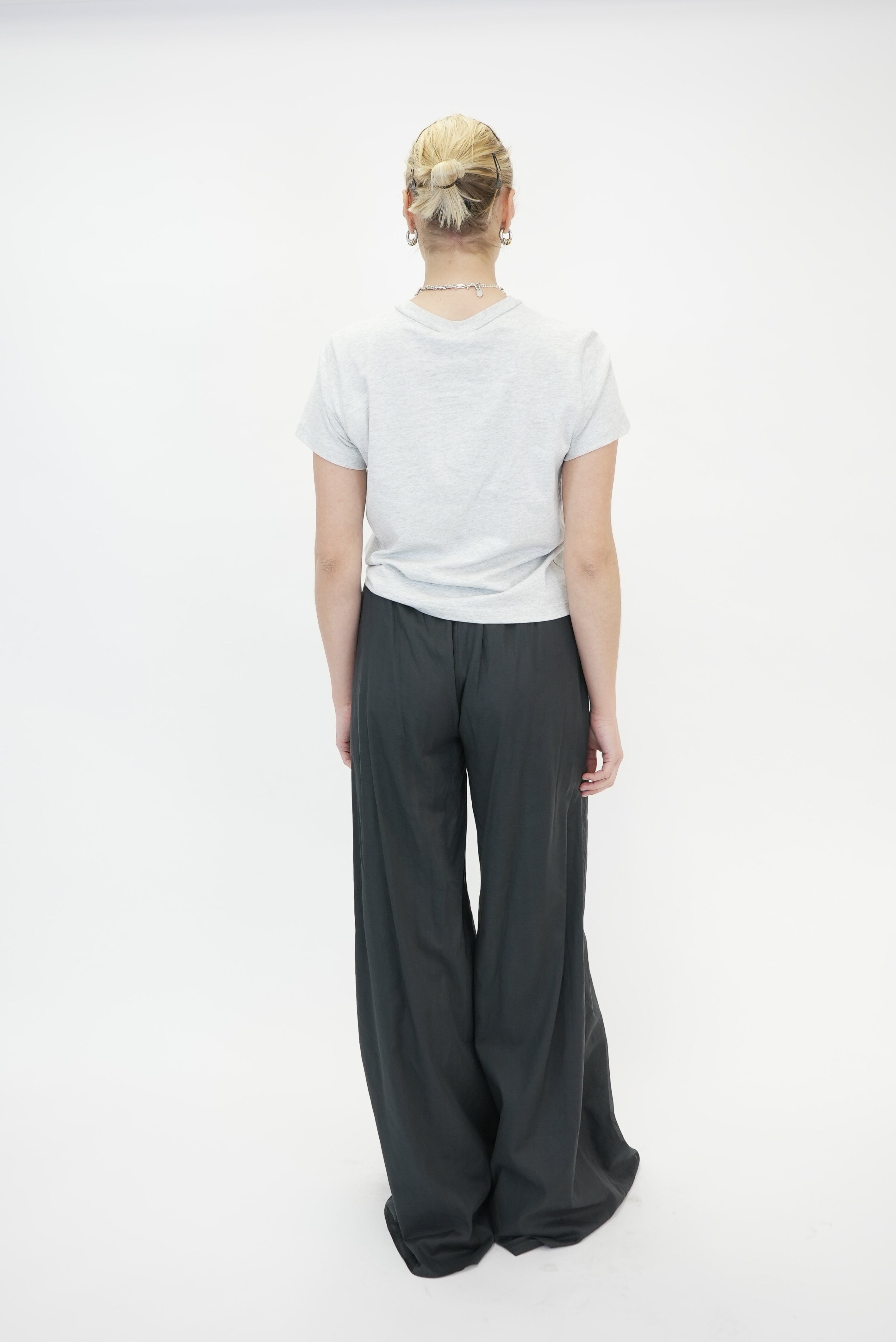ESSENTIAL JSY SHRUNK TEE W/ PUFF LOGO IN LIGHT HEATHER GREY TOP ALEXANDER WANG