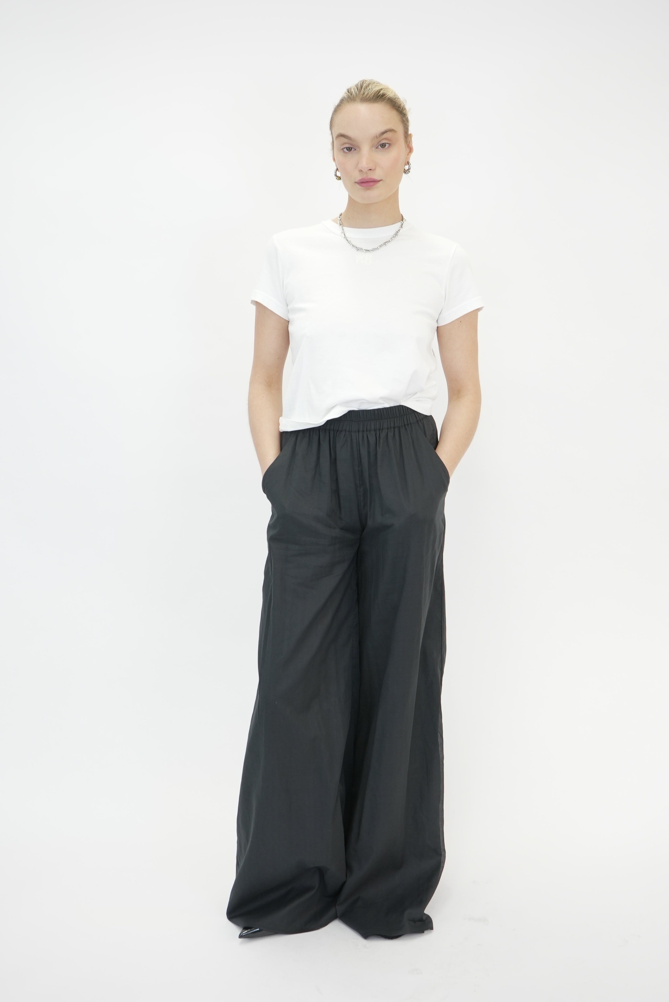 ESSENTIAL JSY SHRUNK TEE W/ PUFF LOGO & BOUND NECK IN WHITE TSHIRT ALEXANDER WANG