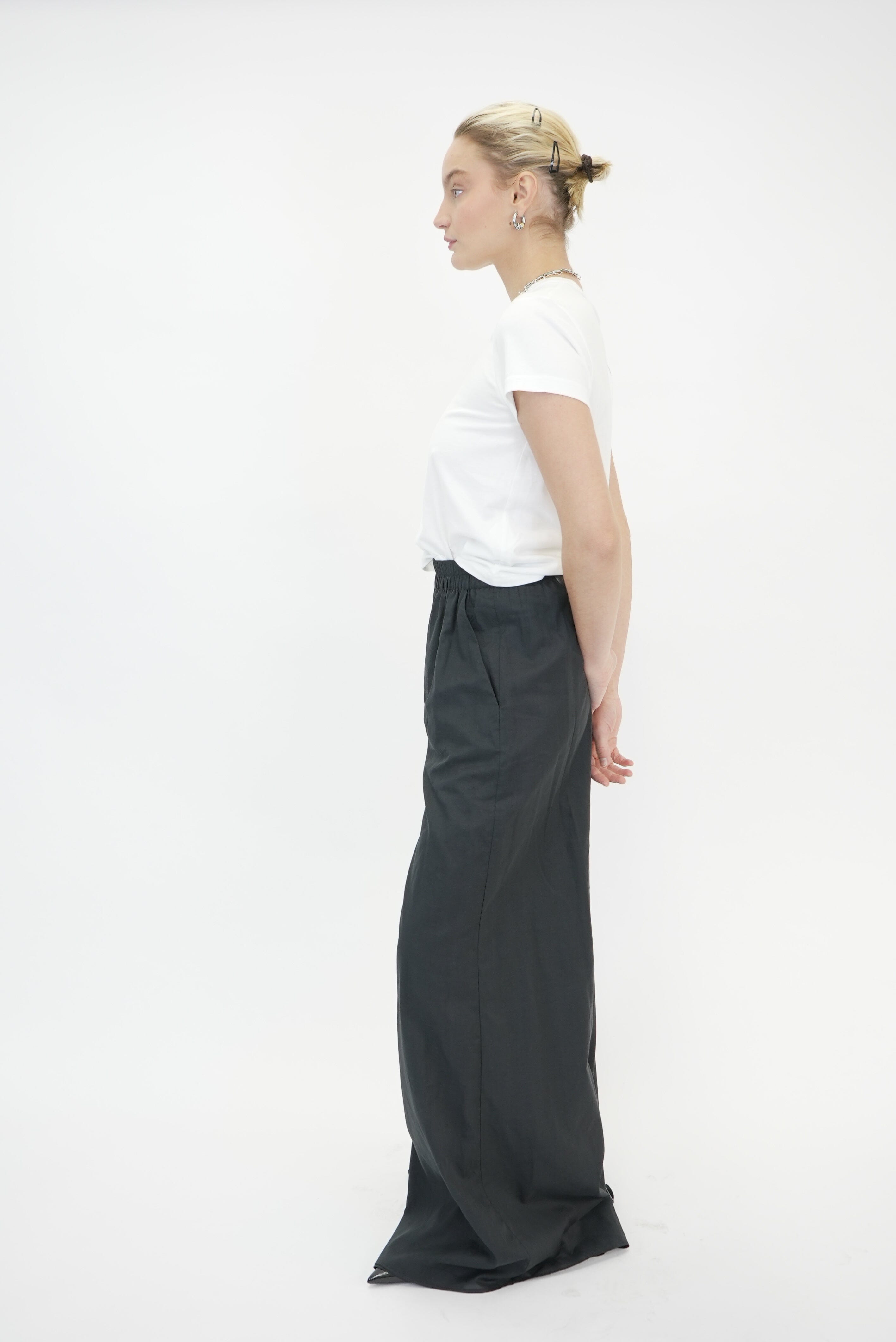 ESSENTIAL JSY SHRUNK TEE W/ PUFF LOGO & BOUND NECK IN WHITE TSHIRT ALEXANDER WANG