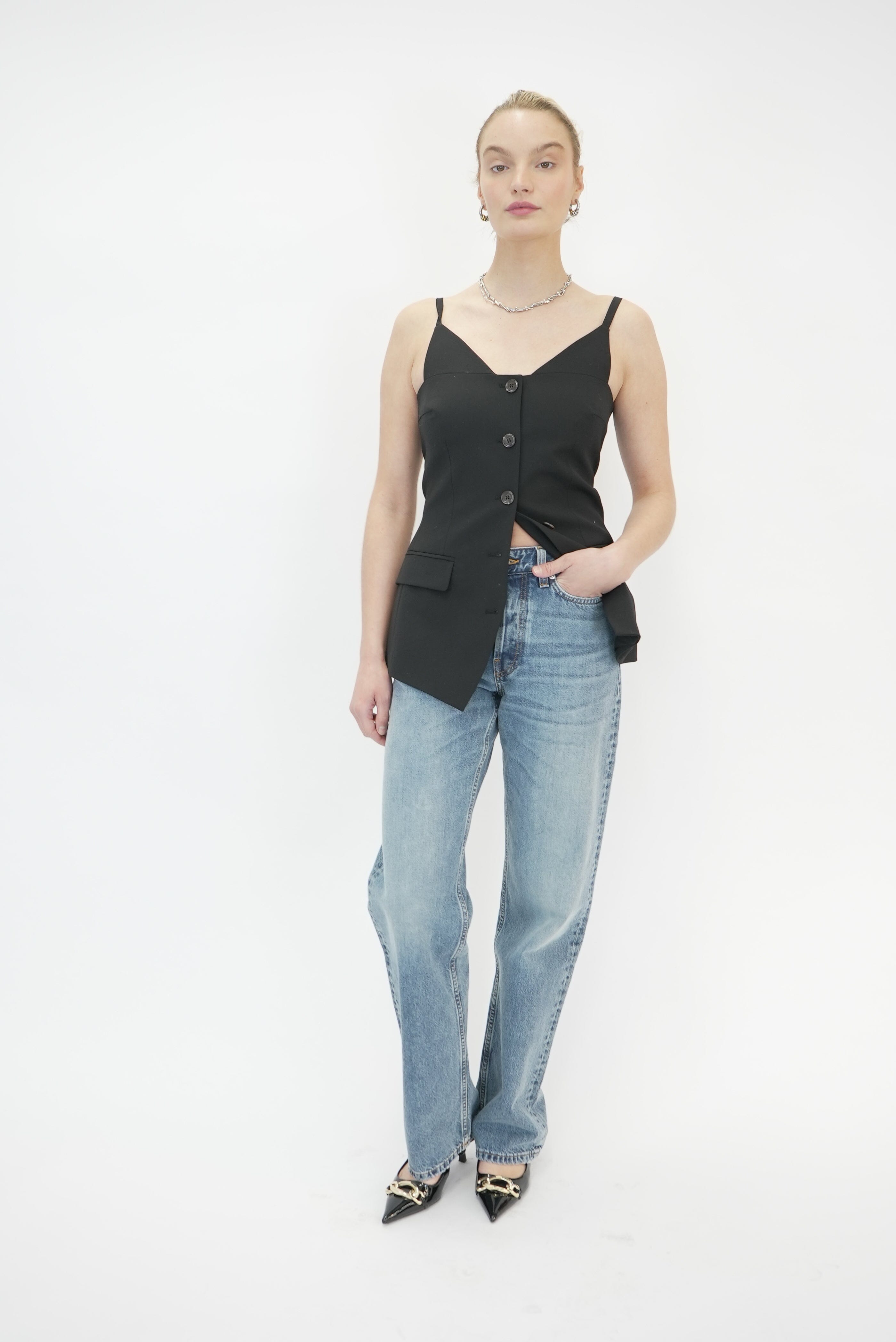 CINDA TOP IN BLACK TOP NANUSHKA