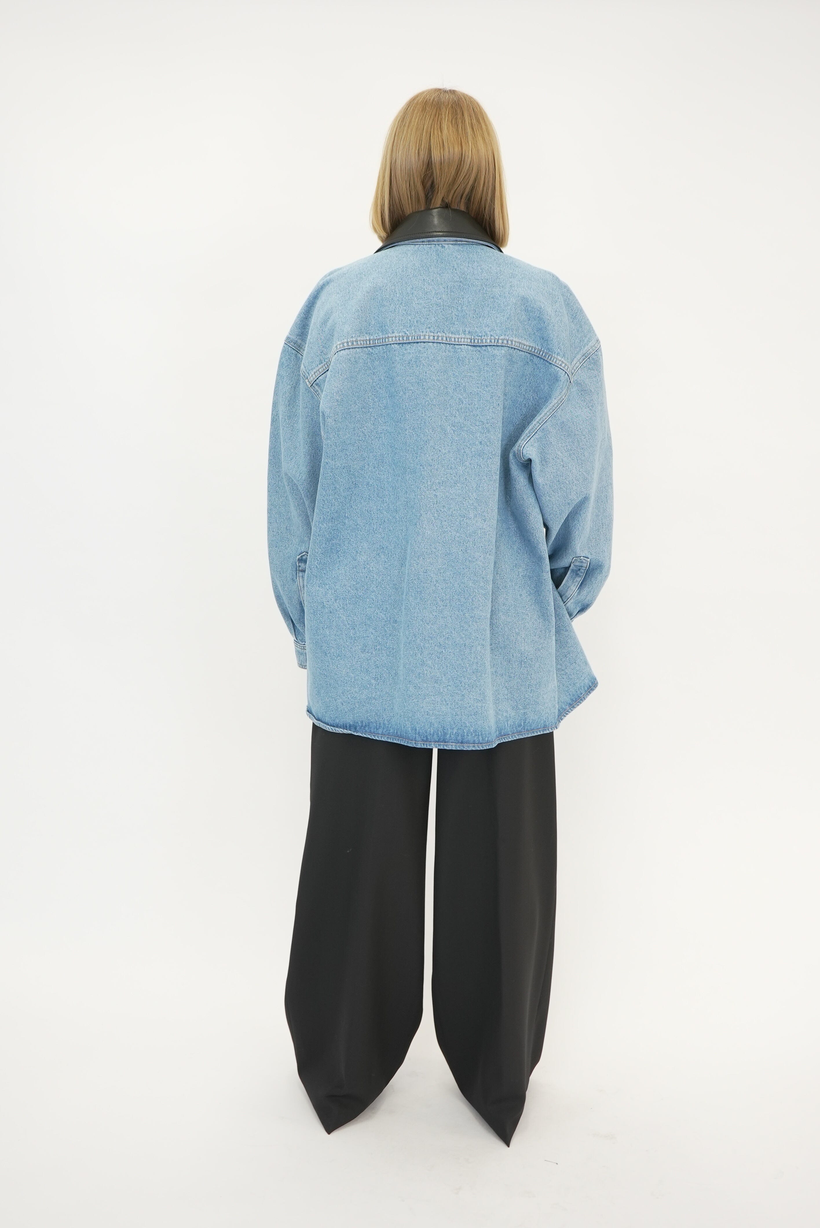 BEAUX LEATHER TRIMMED DENIM SHIRT SHIRT NANUSHKA