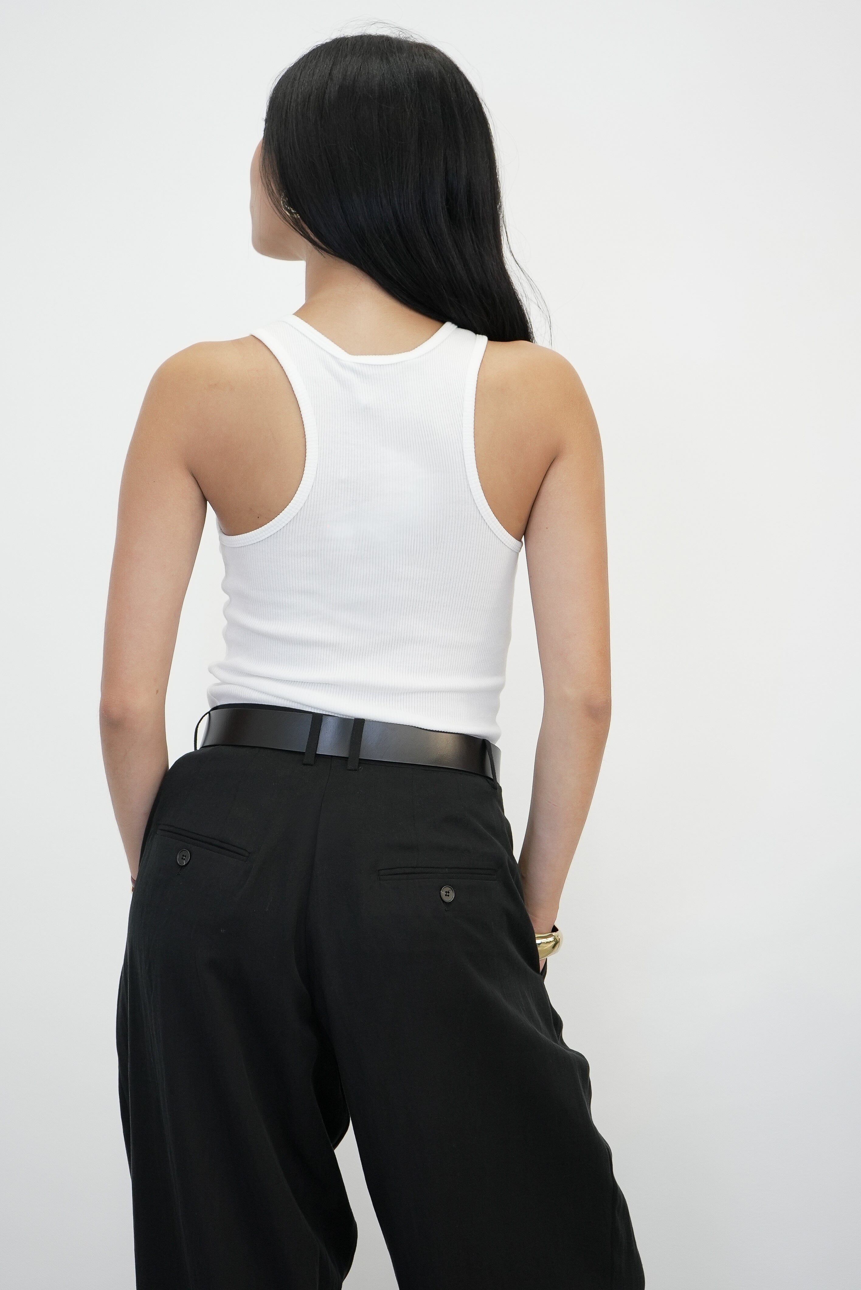 RIBBED EMBOSSED LOGO TANK TOP TOP NUDE