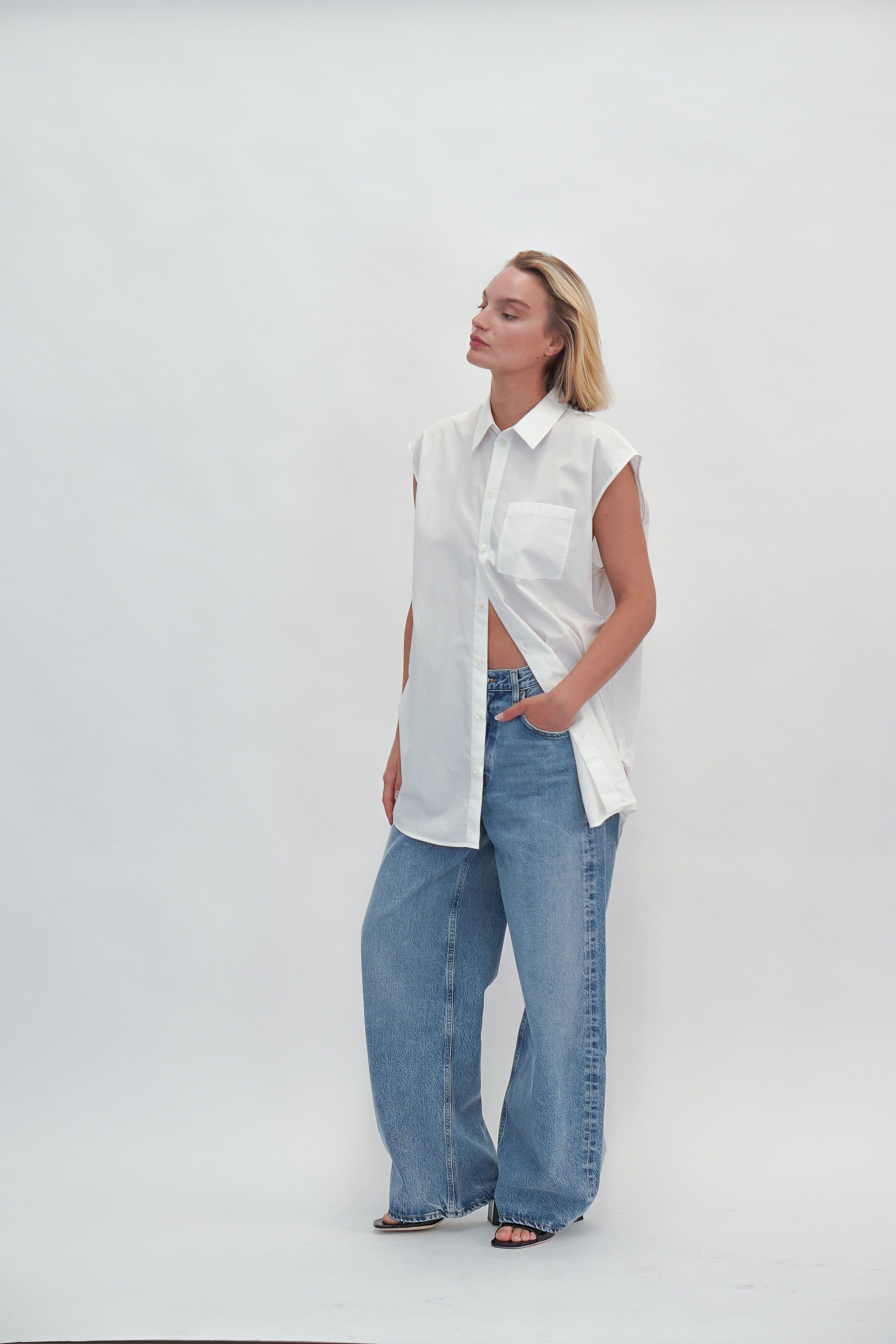 SLEEVELESS SHIRT SOFT POPLIN SHIRT HELMUT LANG