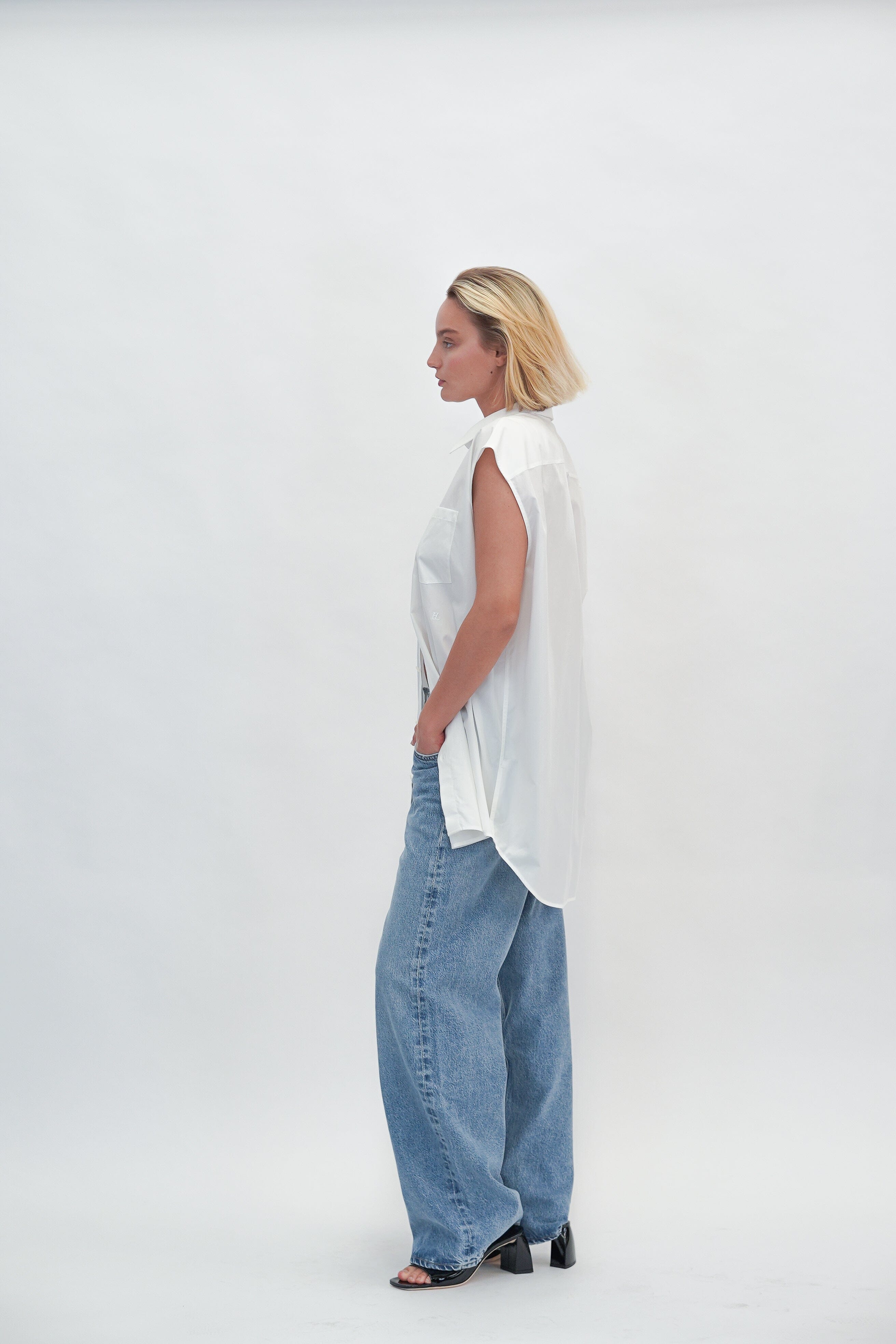 SLEEVELESS SHIRT SOFT POPLIN SHIRT HELMUT LANG