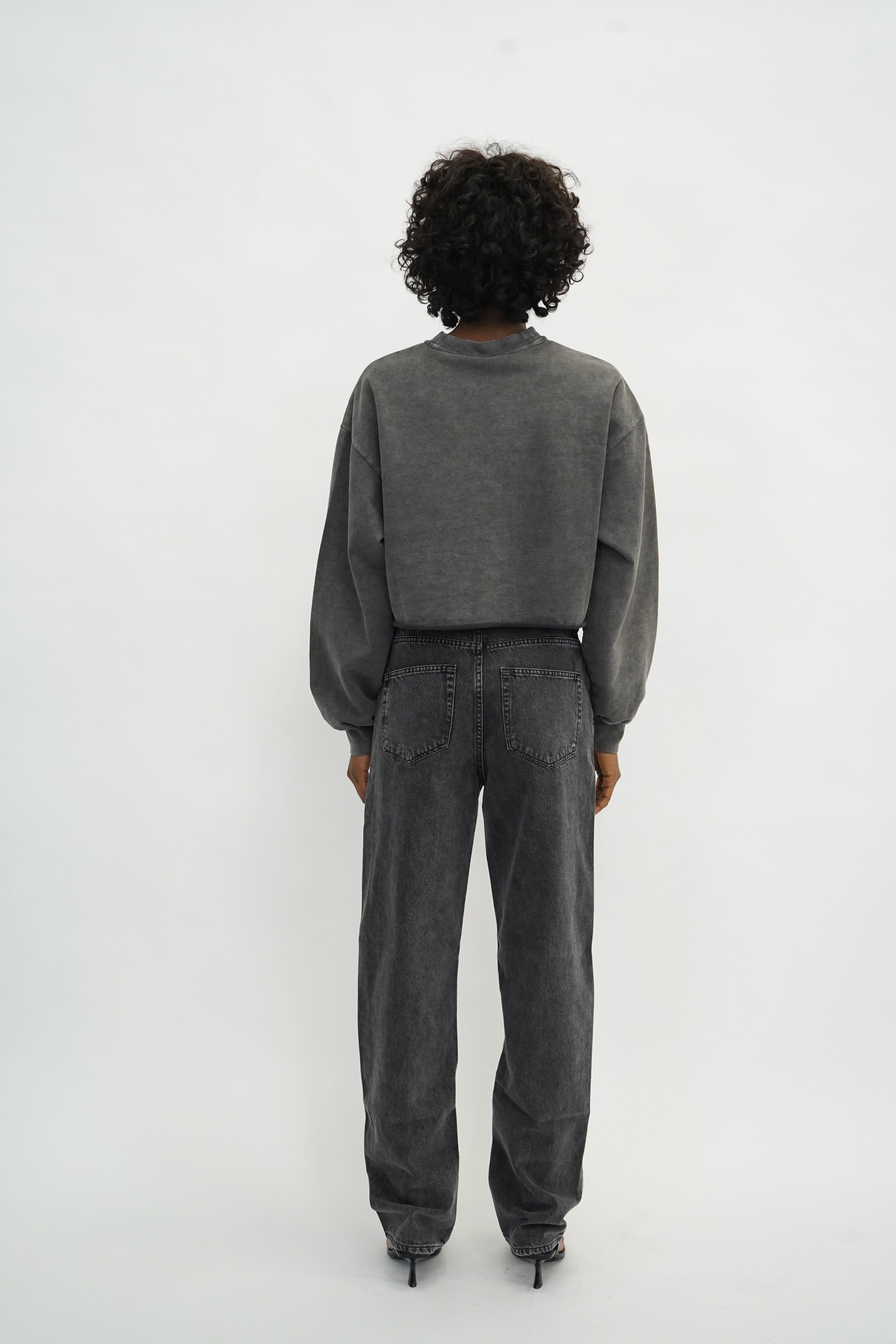 CROPPED CREWNECK SWEATSHIRT IN WASHED BLACK SWEATSHIRT ALEXANDER WANG