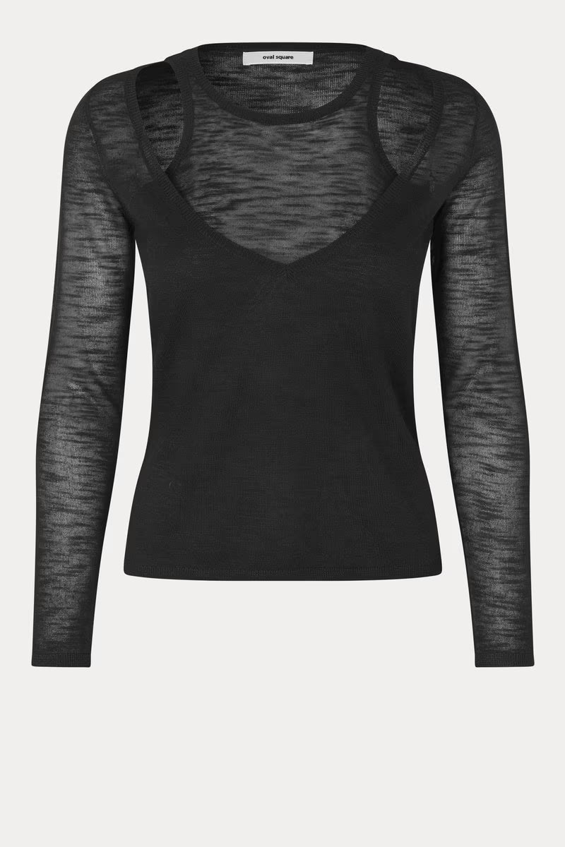 DRAMA KNIT BLOUSE IN BLACK TOP OVAL SQUARE
