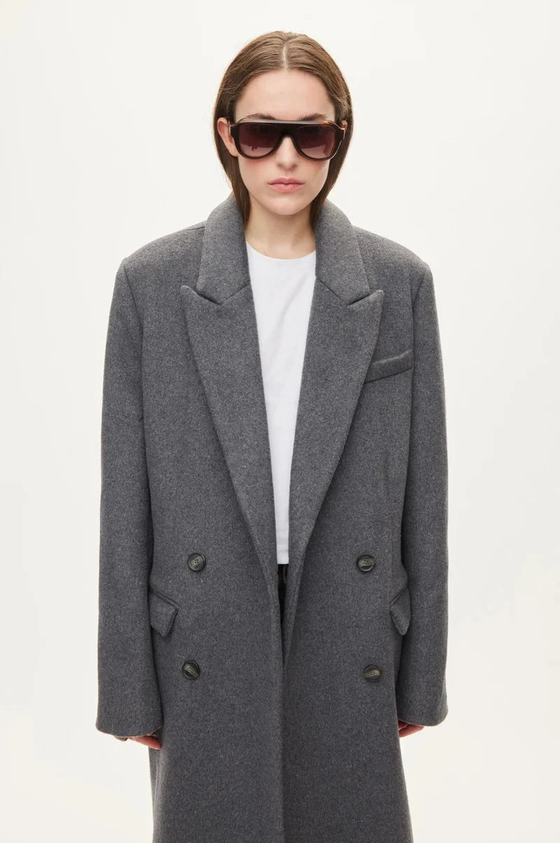 ELLIOT WOOL COAT IN DARK GREY MELANGE JACKETS OVAL SQUARE